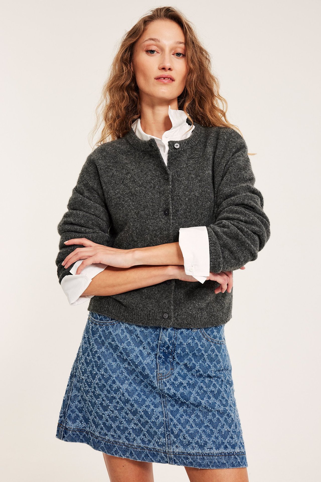 Strukturerad jeanskjol