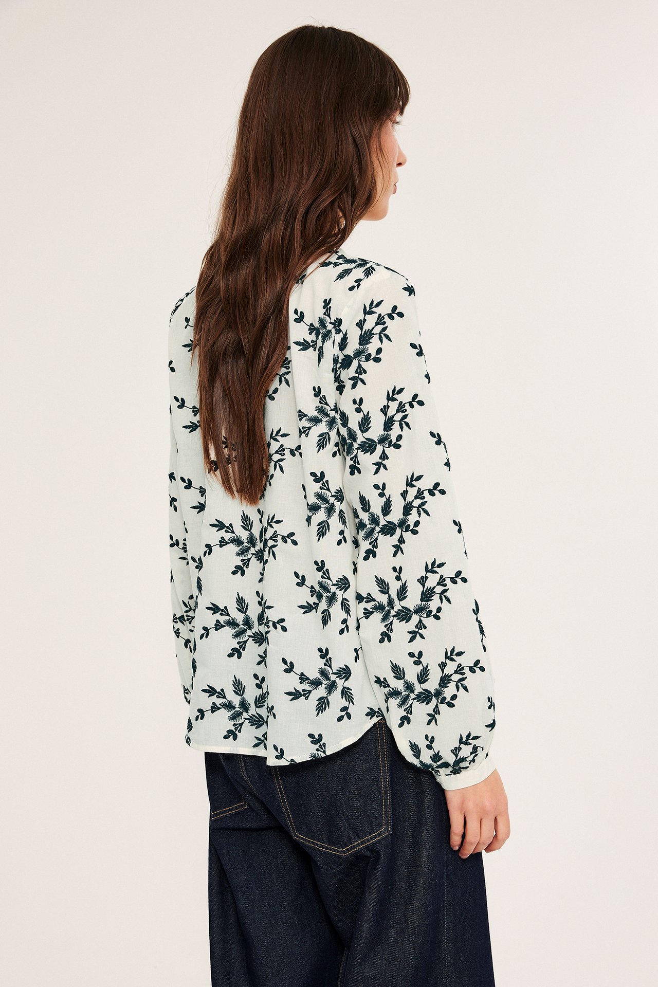 Blus med brodyr - Offwhite - 175cm / Storlek: S - 5