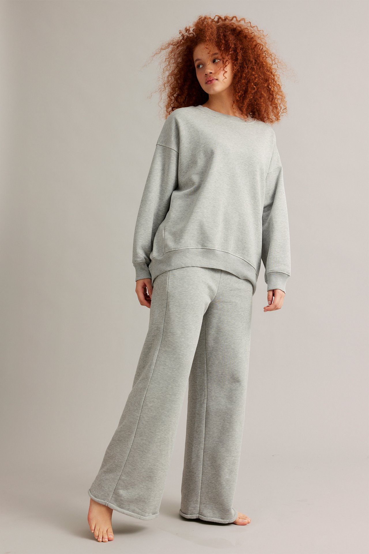 Suorat collegehousut - Vaaleanharmaa - 3