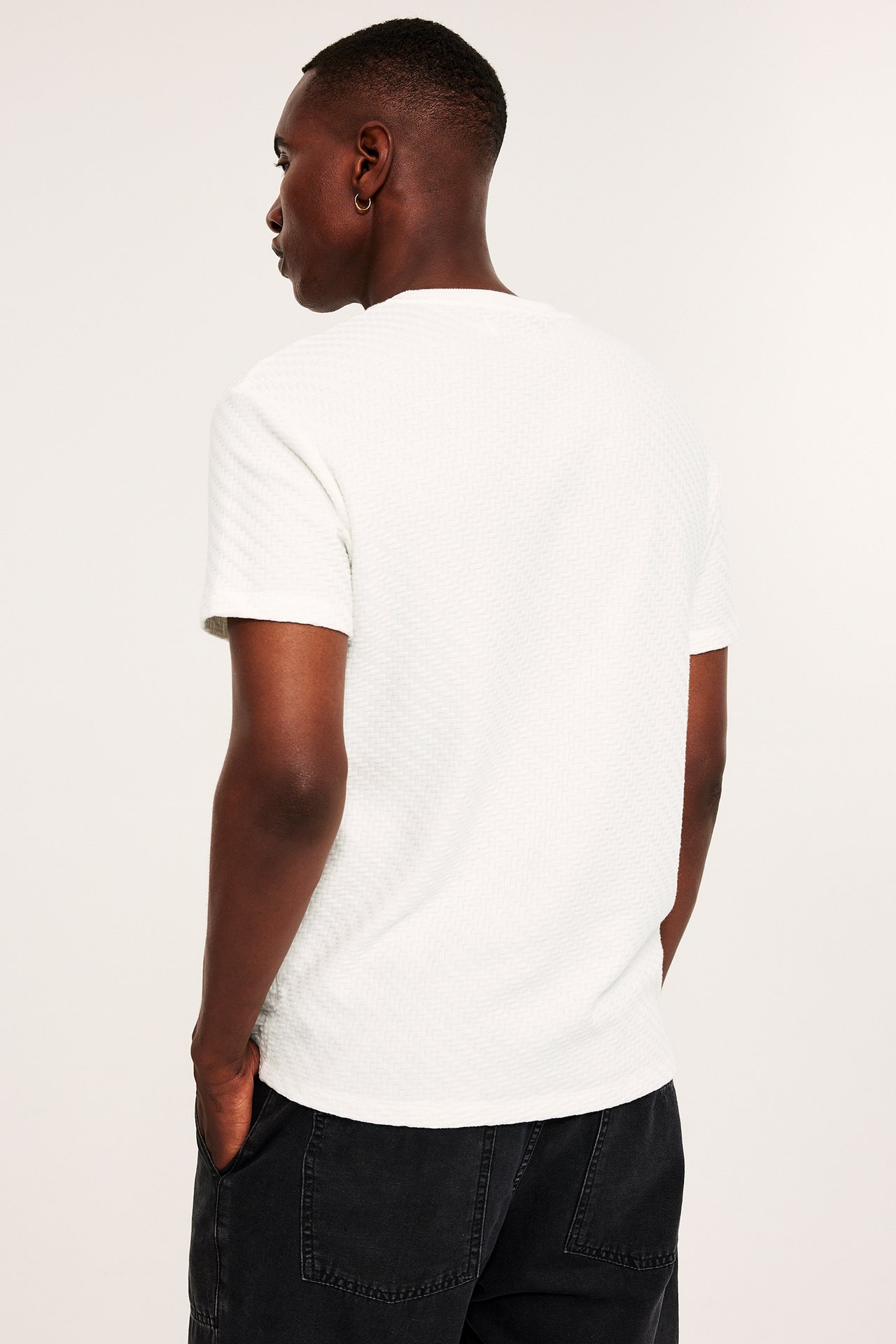 T-shirt i strukturmönster - Offwhite - 5