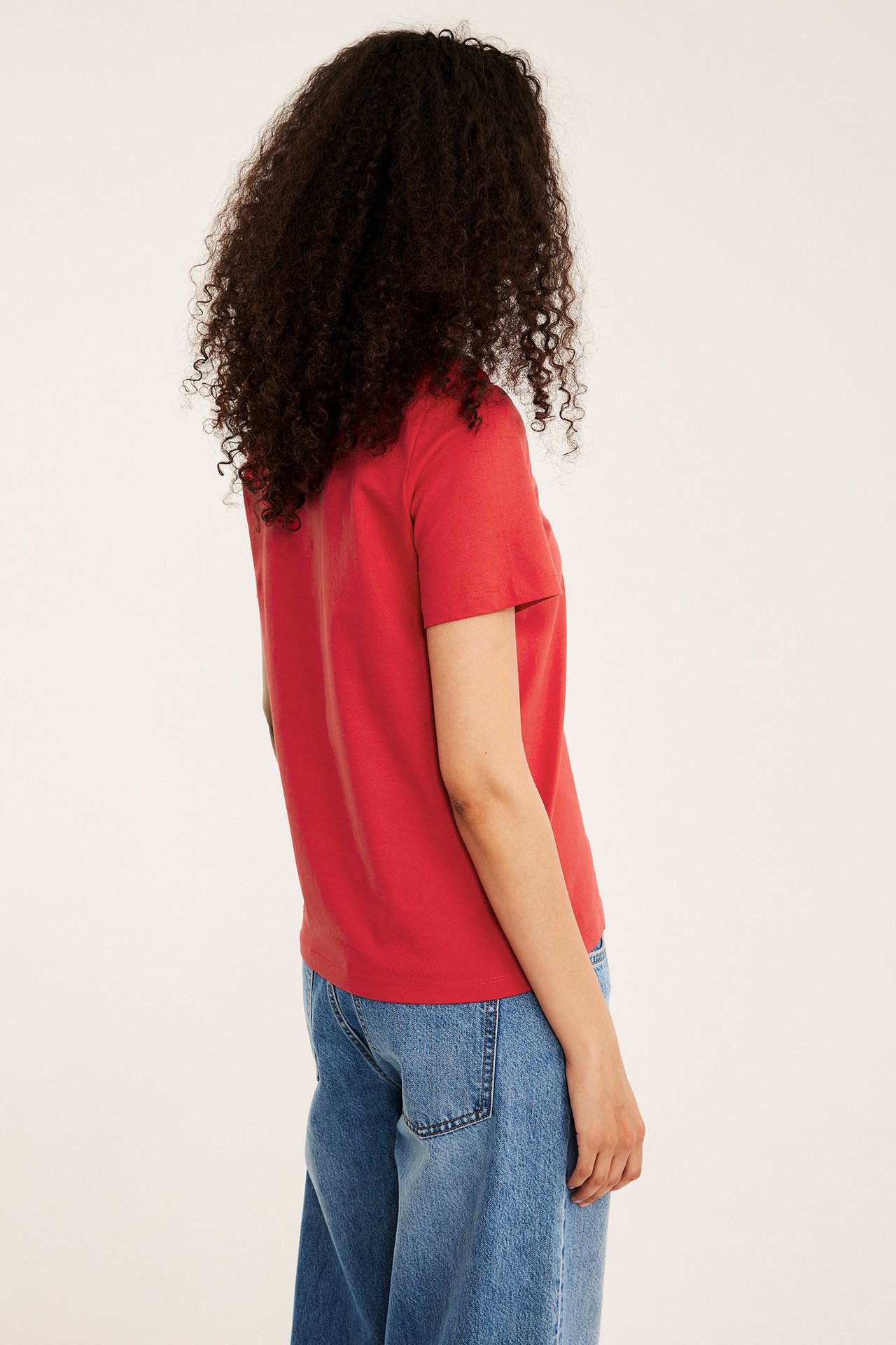 Regular t-shirt i bomull | Röd | Dam | Kappahl