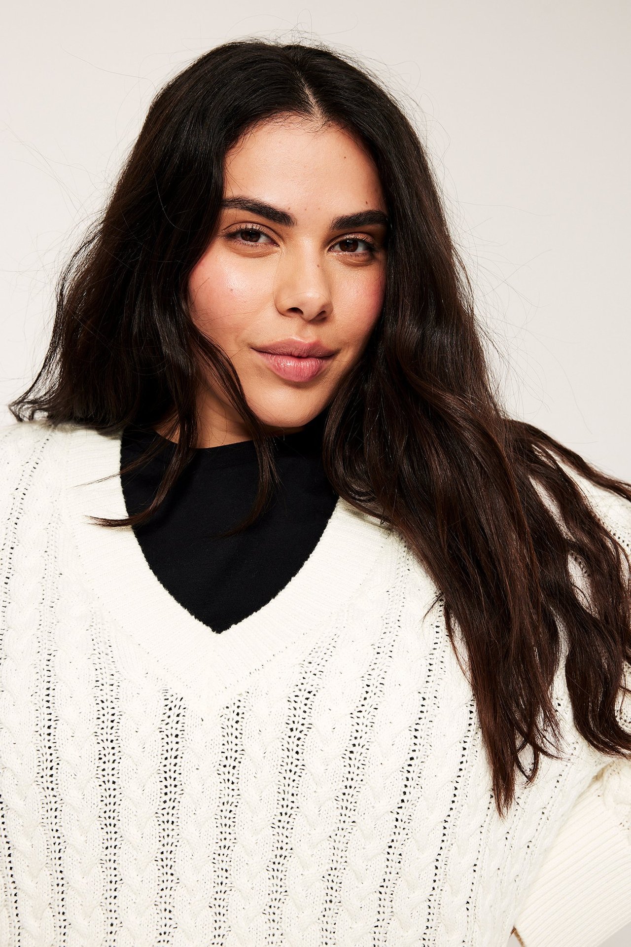 Flettestrikket genser - Offwhite - 4