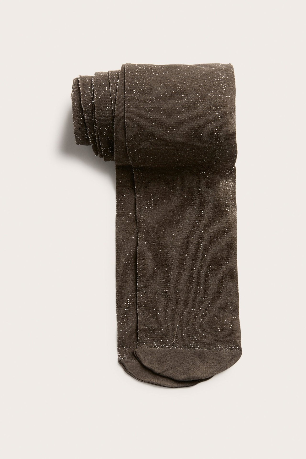 Damskie brązowe rajstopy z brokatowym wzorem, 25 den, widok z przodu.