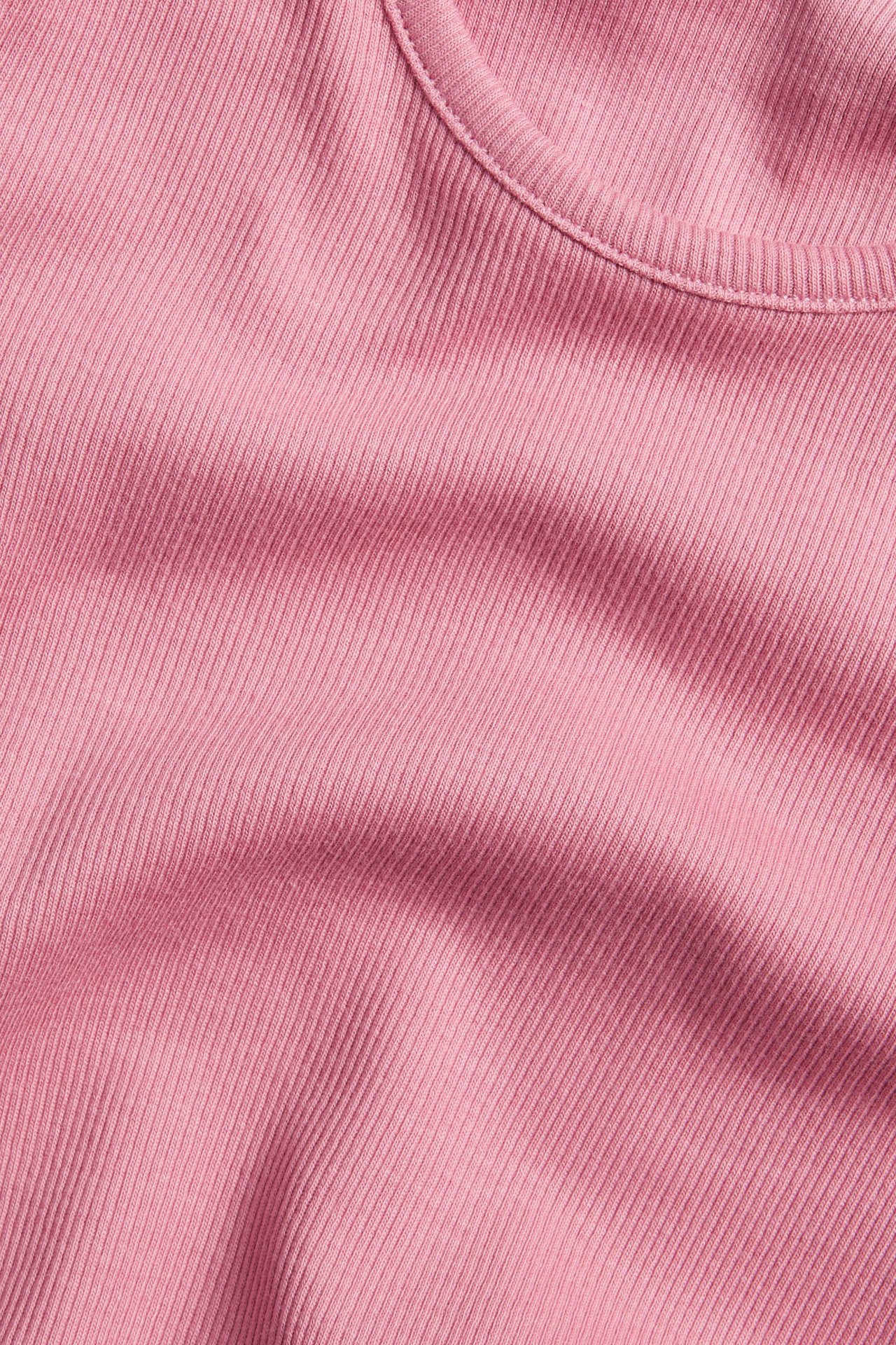Ribbad långärmad topp - Ljusrosa - 4