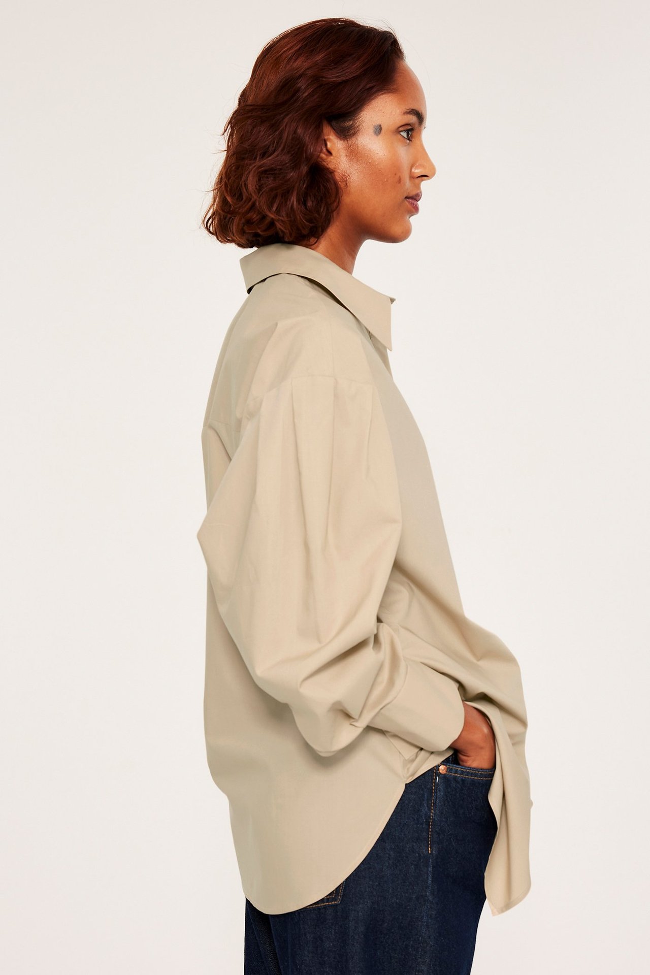 Skjorte med knyting - Beige - 177cm / Storlek: S - 6