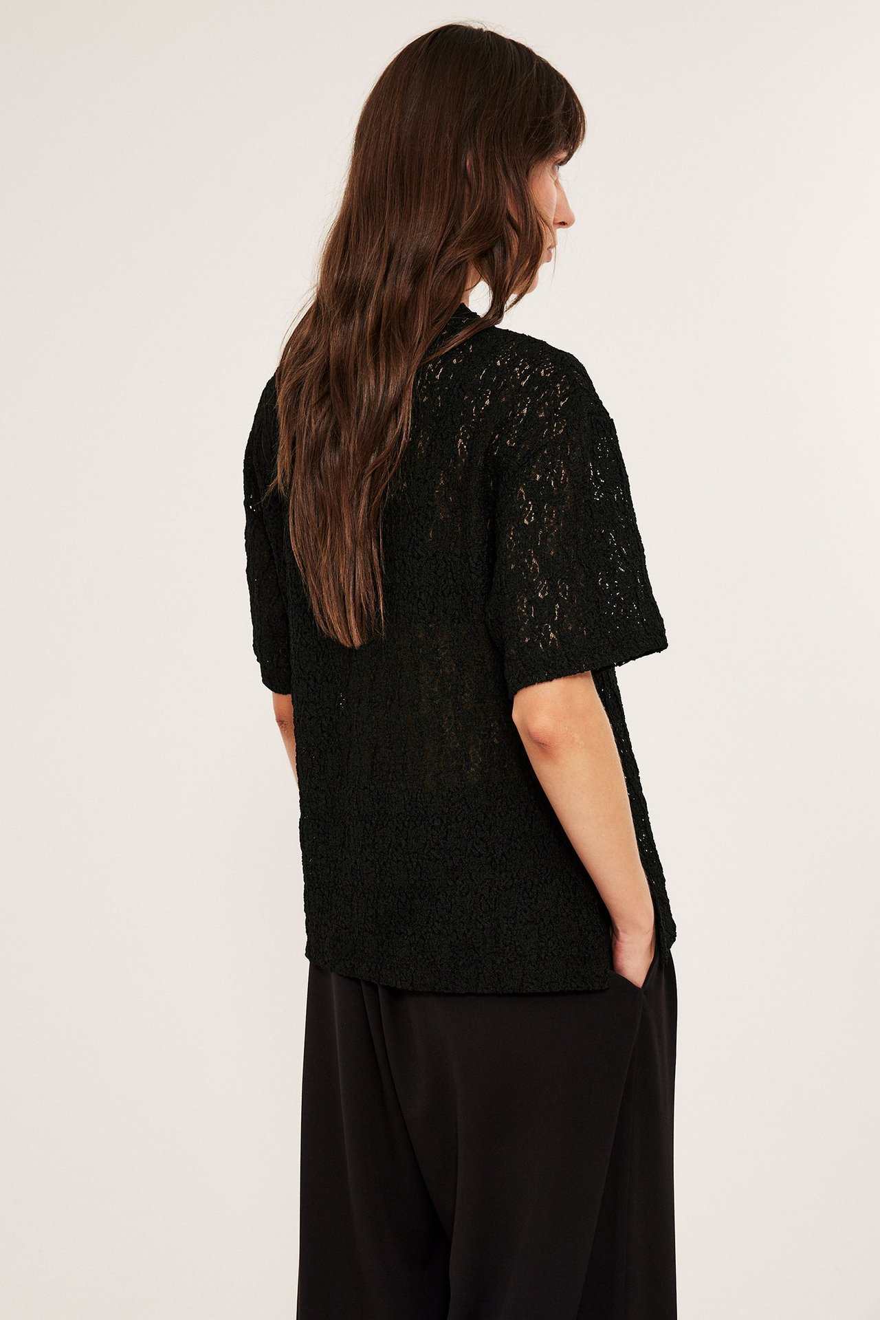 Bluza koronkowa - Czarne - 6