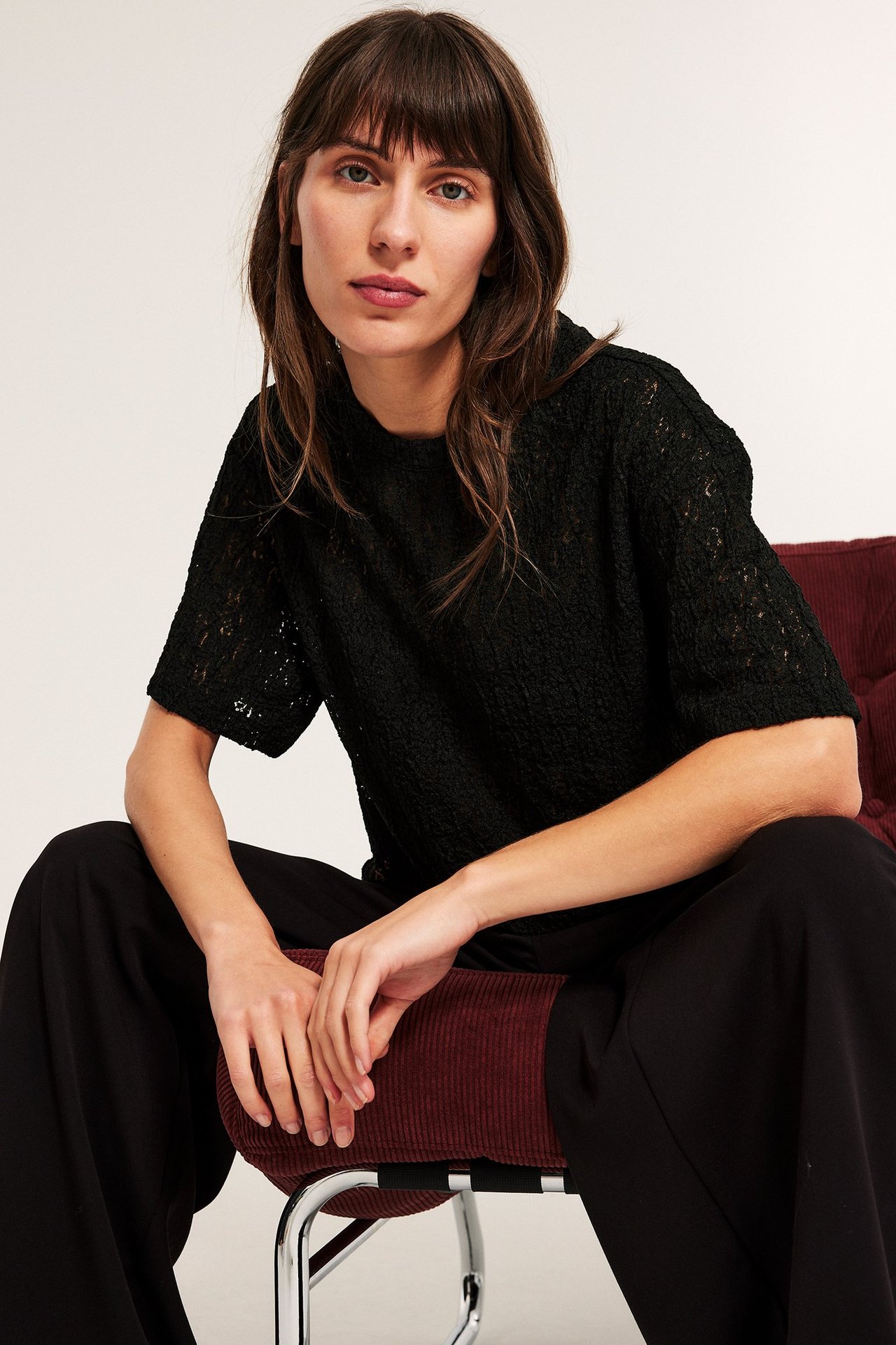 Bluza koronkowa - Czarne - 5