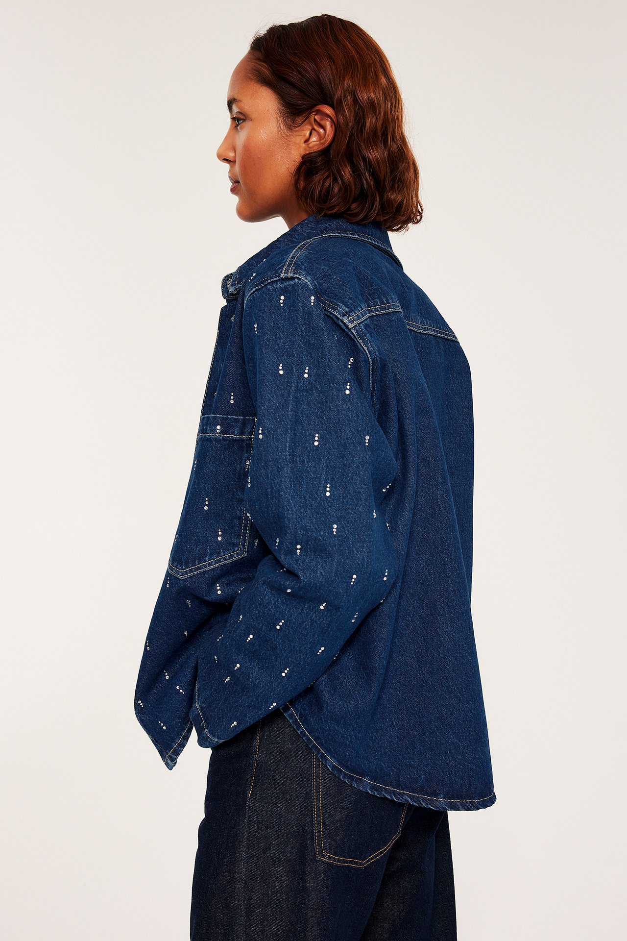 Farkkupaita strassikoristeilla - Denim - 177cm / Storlek: S - 7