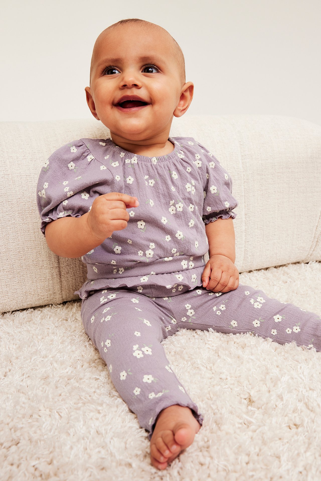 Blommiga leggings med volang