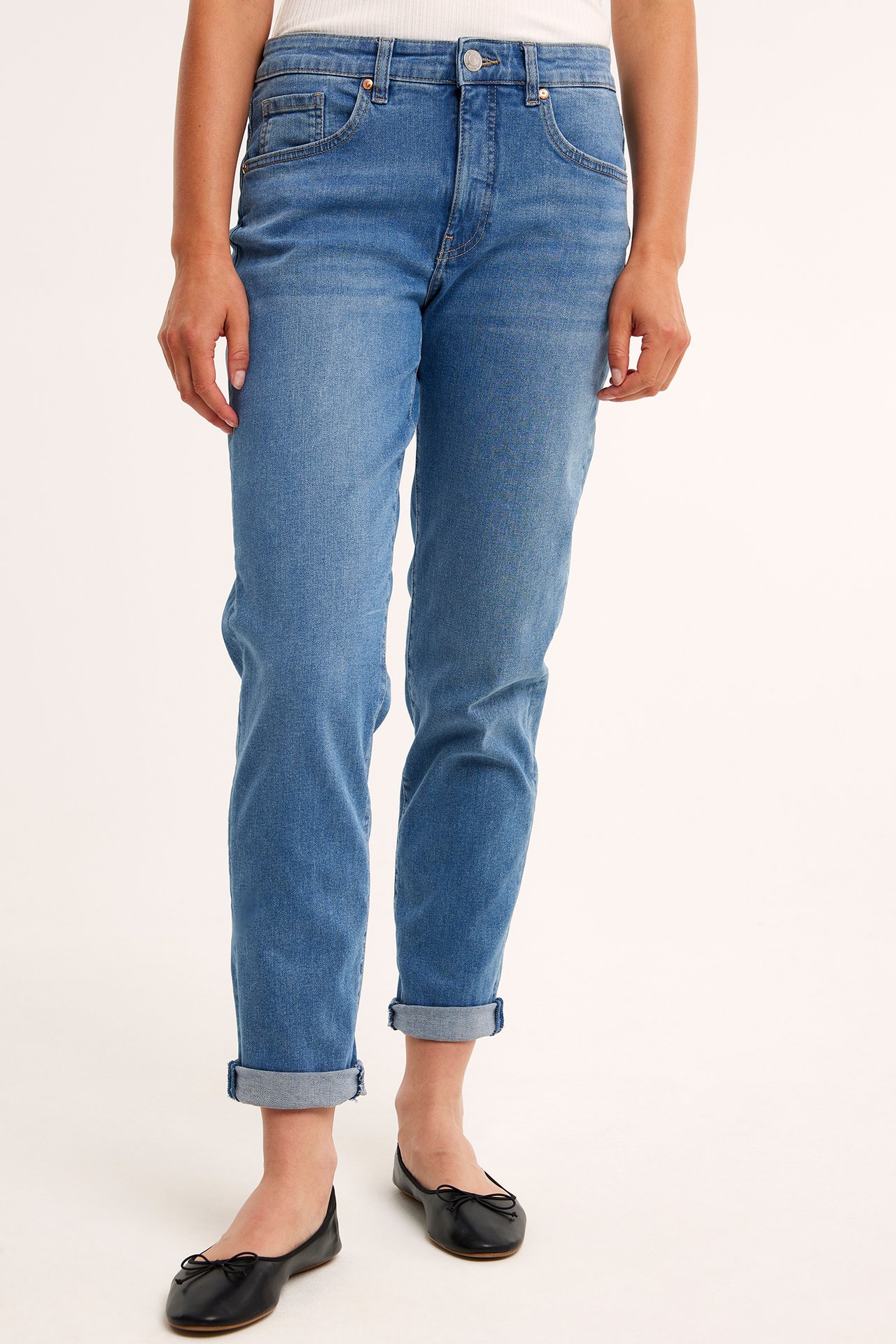 Tapered jeans Mid waist - Vaalea denimi - 5