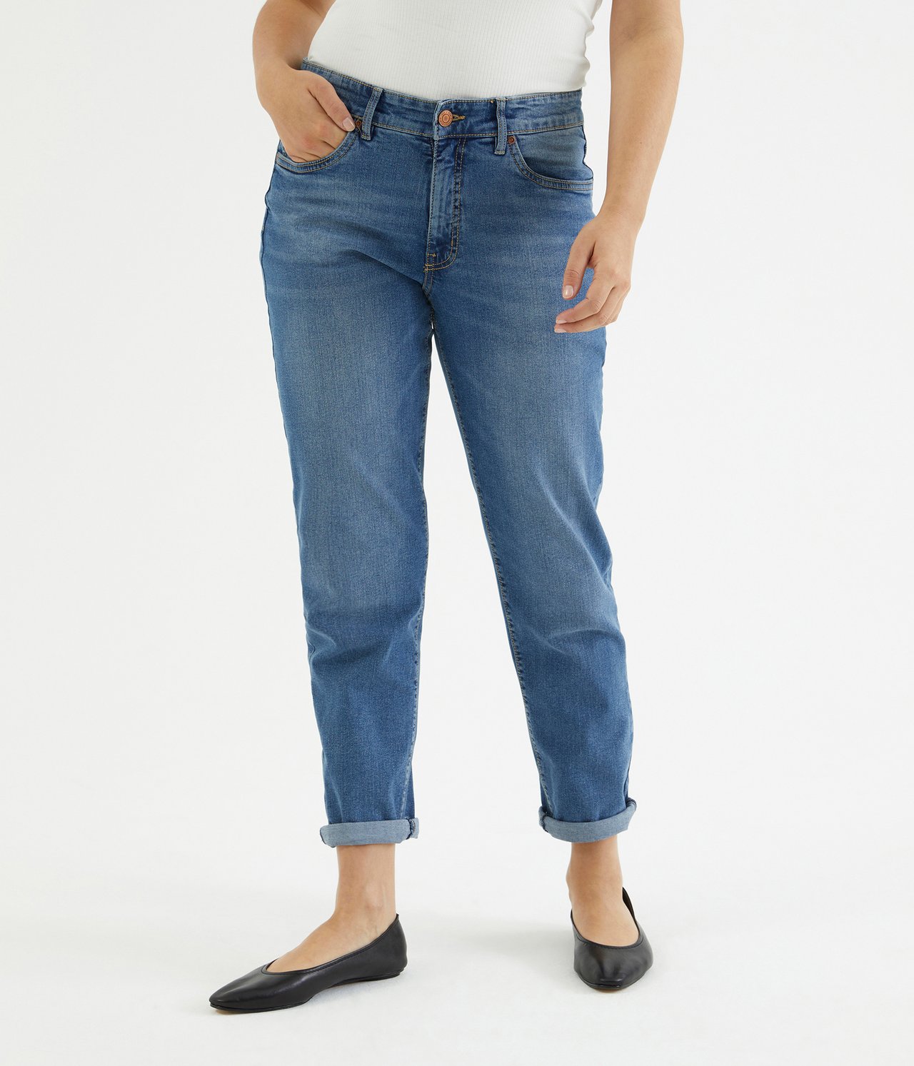 Tapered jeans Mid waist Jasny dżins - null - 2