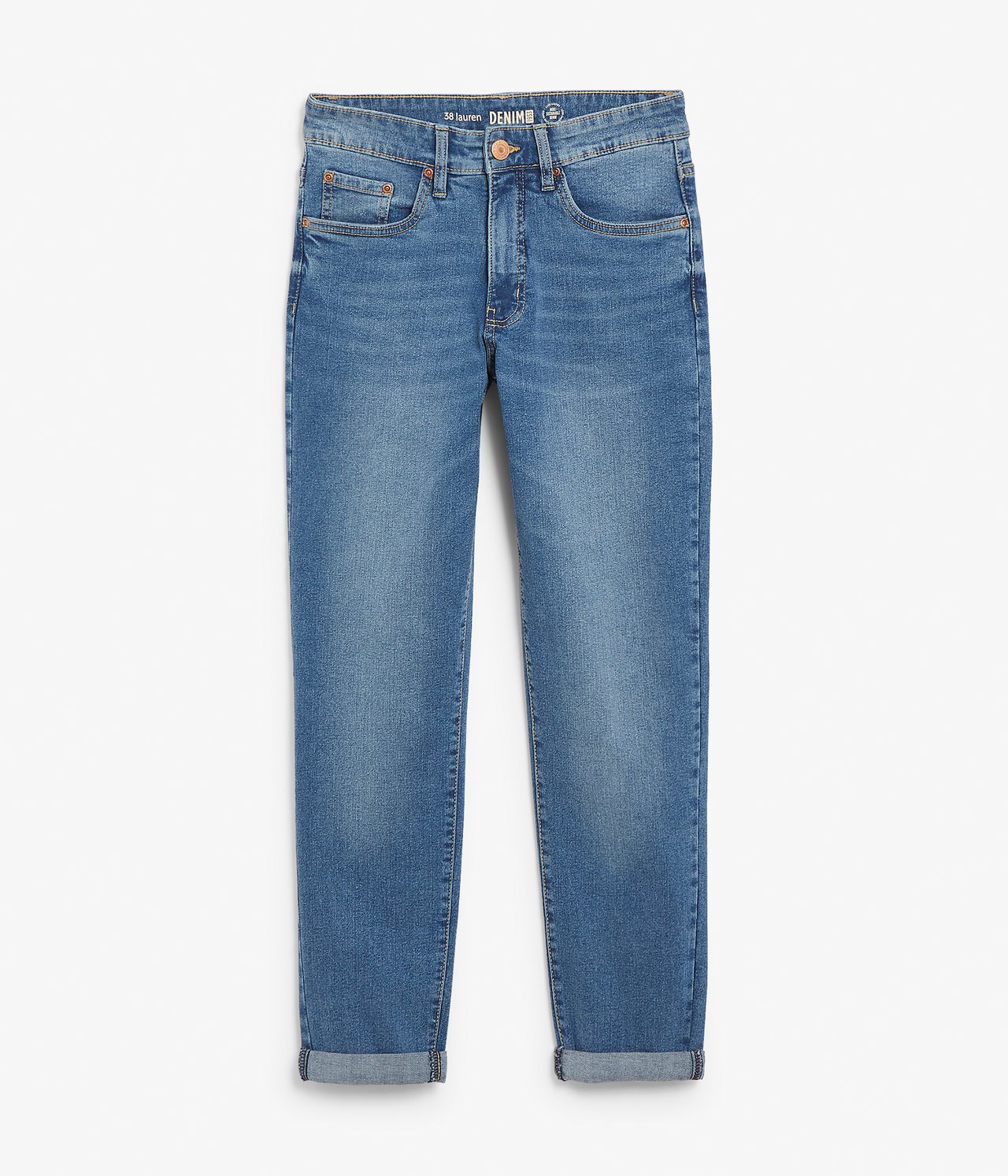 Tapered jeans Mid waist Jasny dżins - null - 4