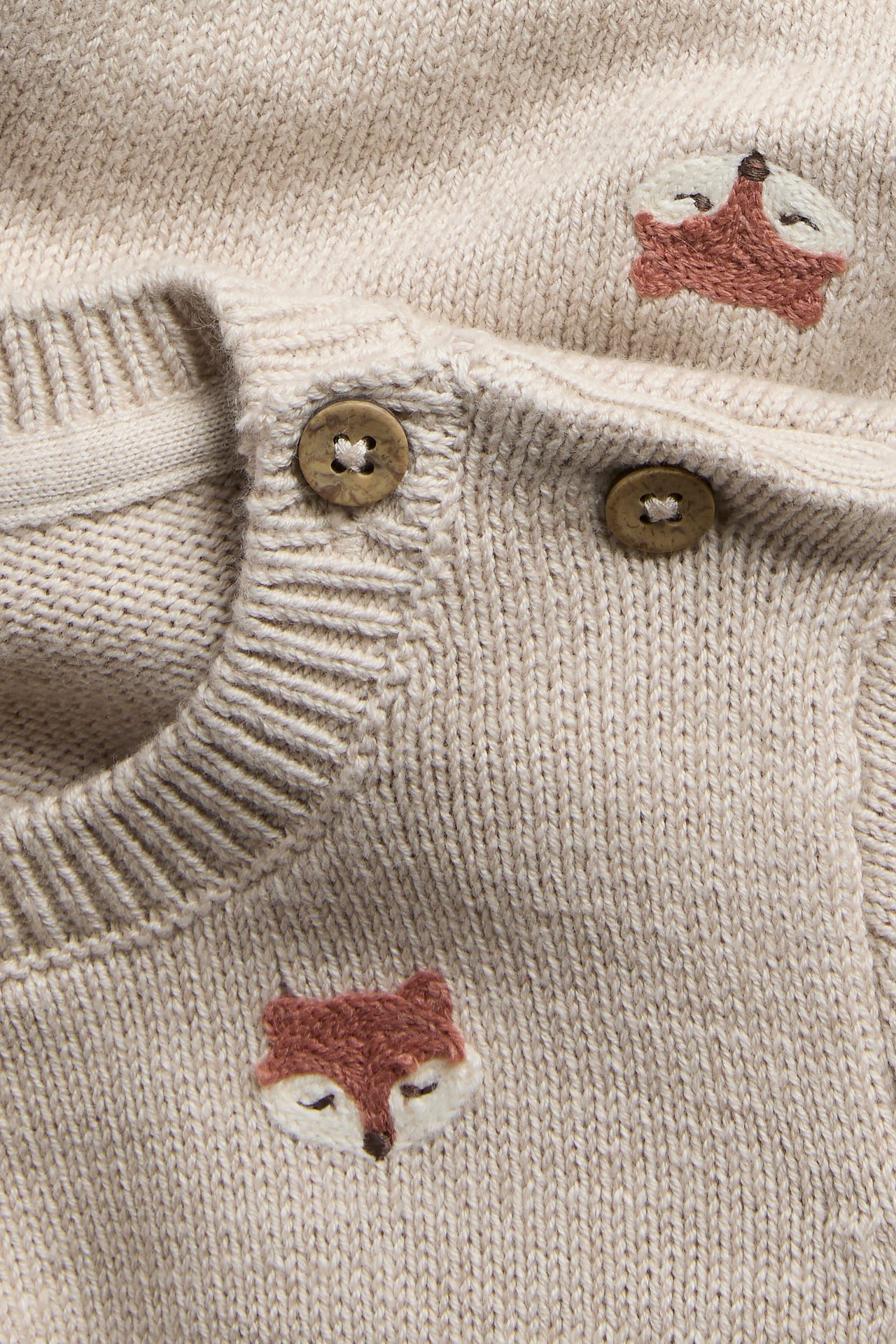 Strikket genser med broderte rever - Melert beige - 1