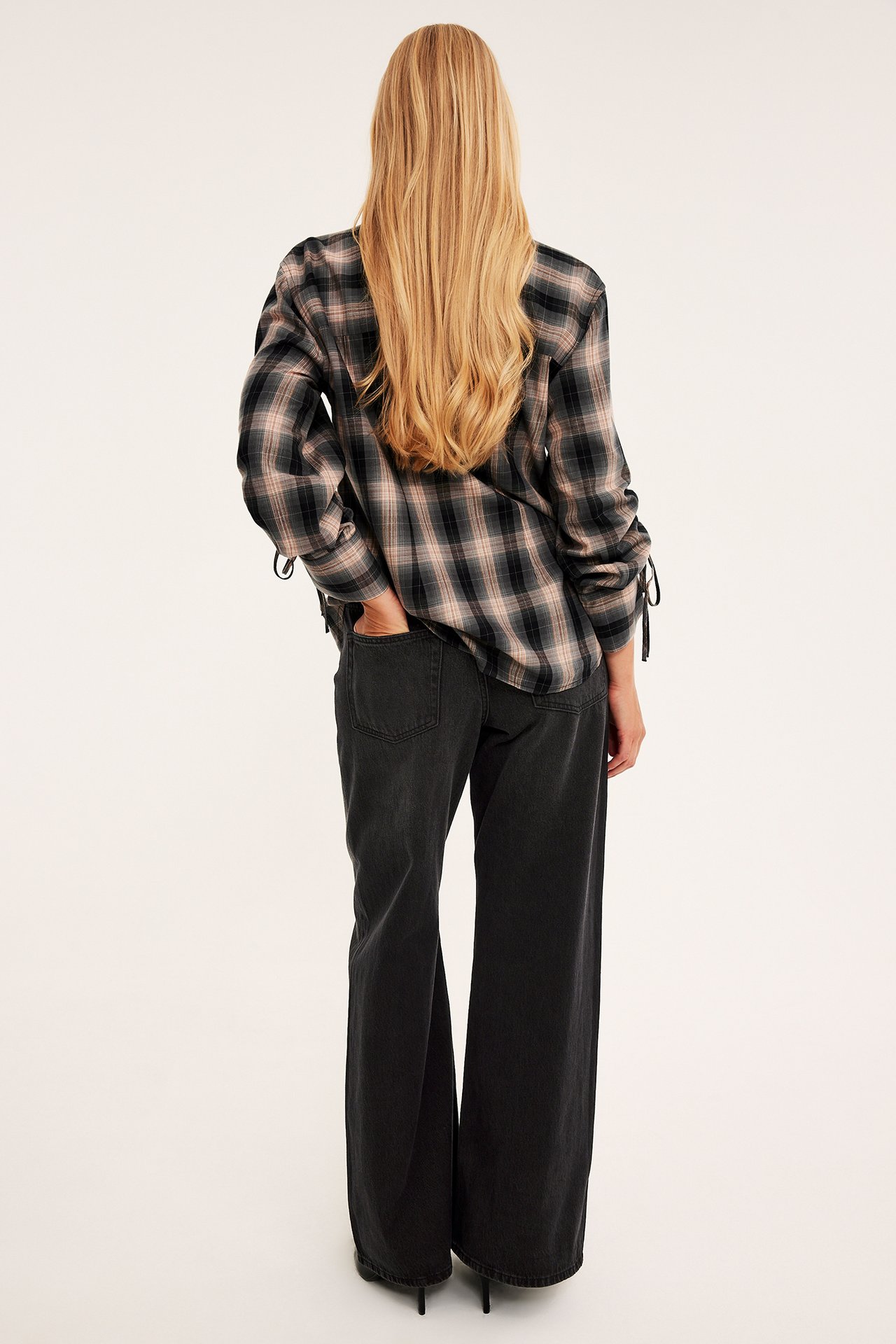 Dżinsy wide high waist - Czarne - 5
