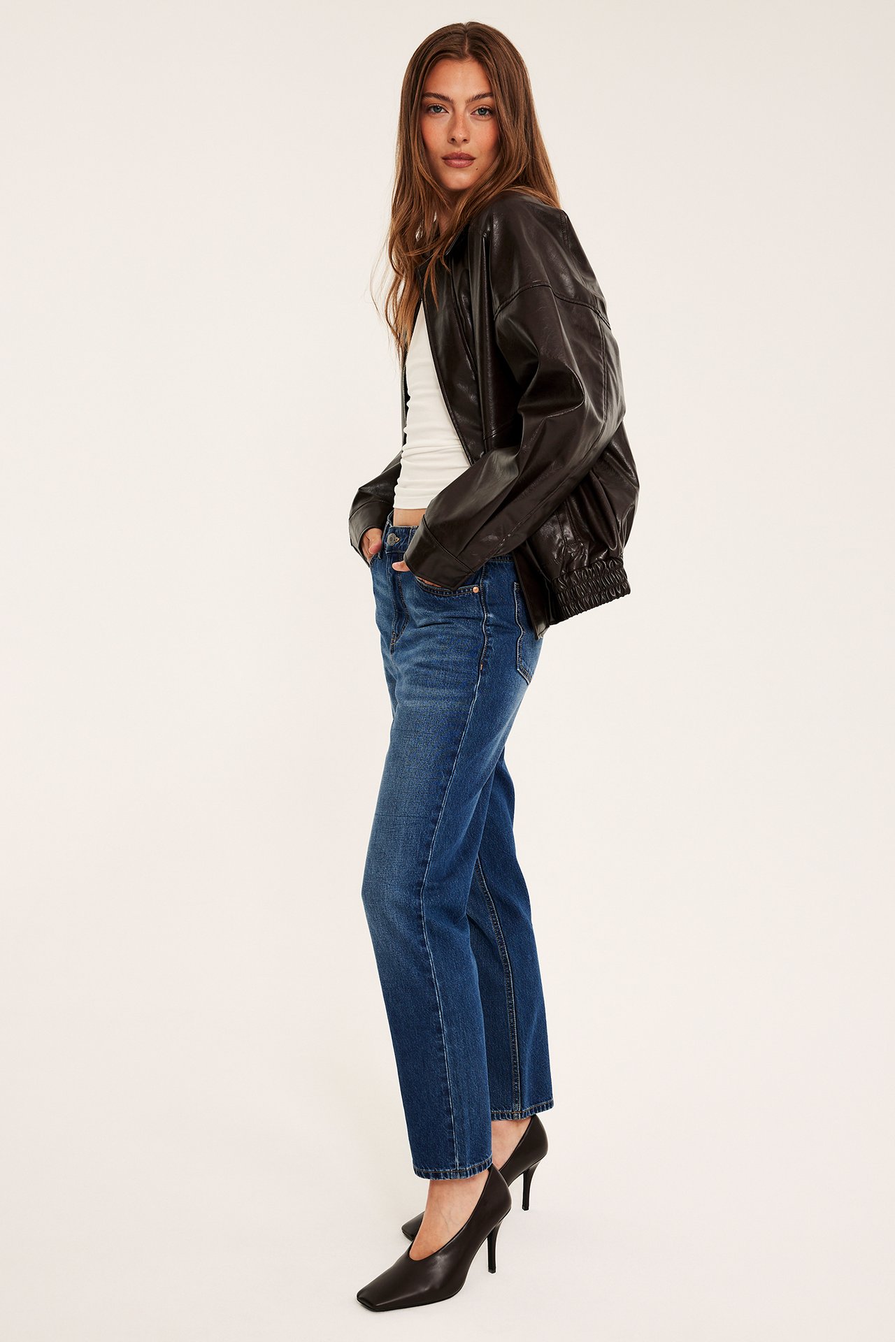 Straight jeans high waist non stretch