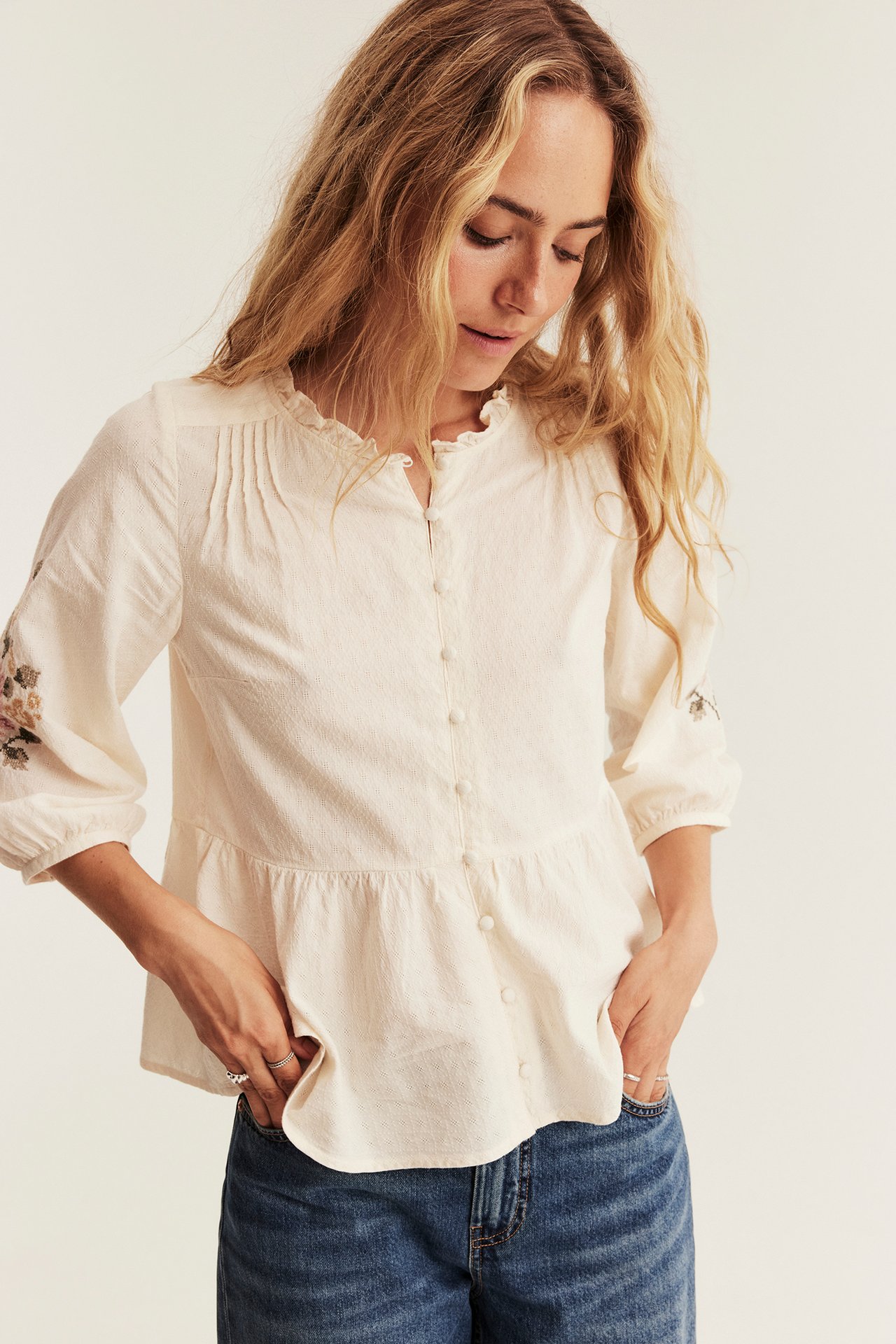 Brodert peplumbluse Newbie Woman