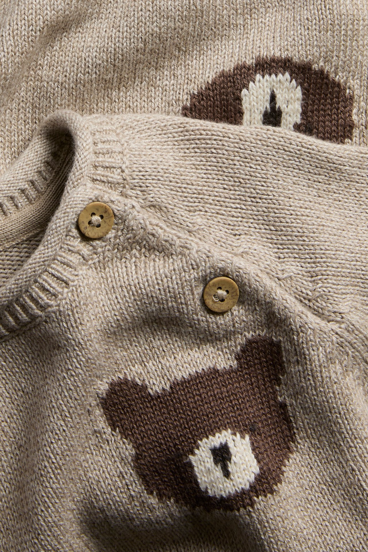 Jacquard-neule karhuilla - Meleerattu beige - 5