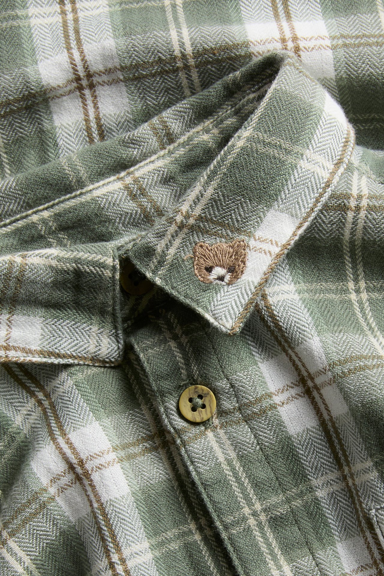 Ruudullinen paidan brodyrilla - Tummanvihreä - 1