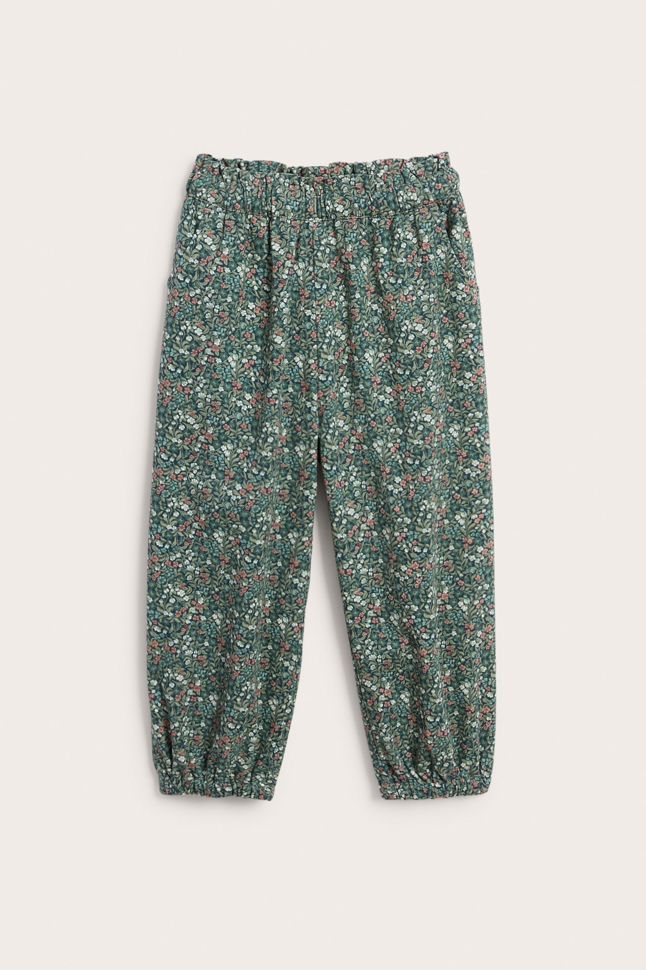 Småblommiga byxor i twill - Mörkblå - 2