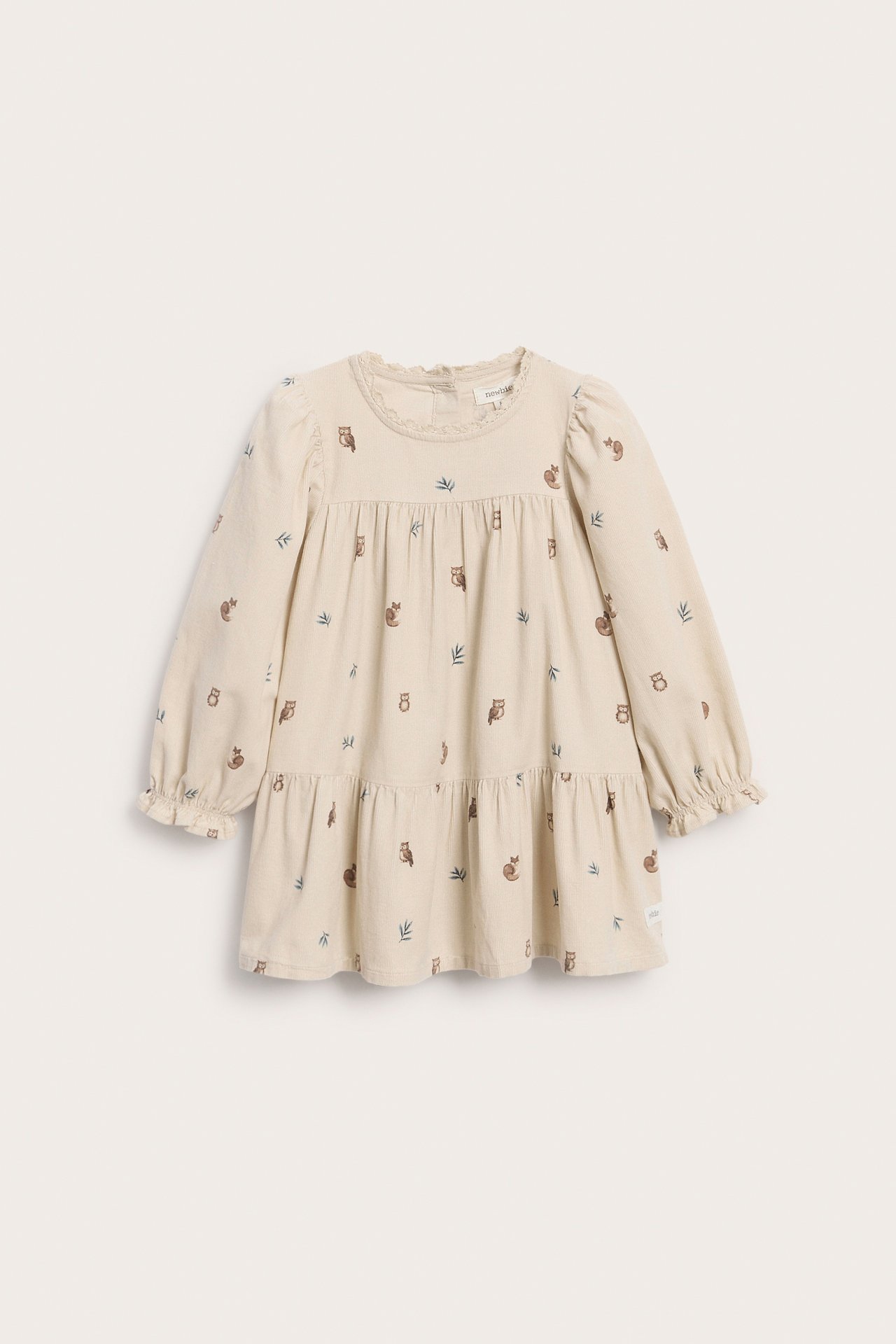 Mönstrad manchesterklänning - Beige - 2