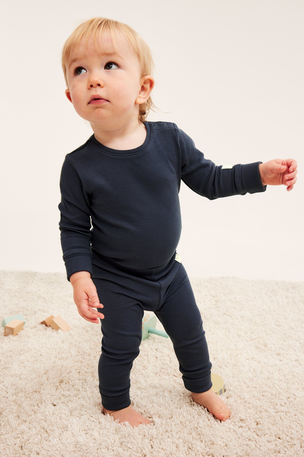 Ribbede leggings med justerbar lengde