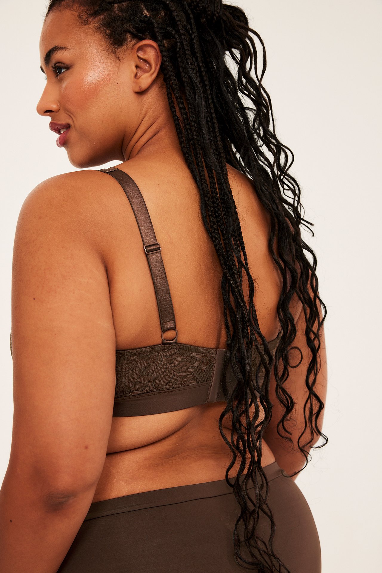 Spets-bralette - Mörkbrun - 5