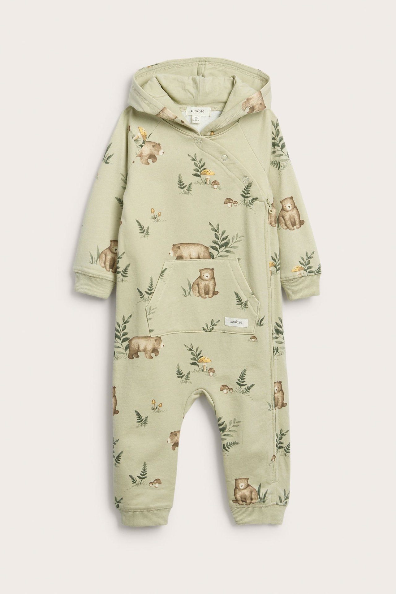 Helmönstrad jumpsuit med huva