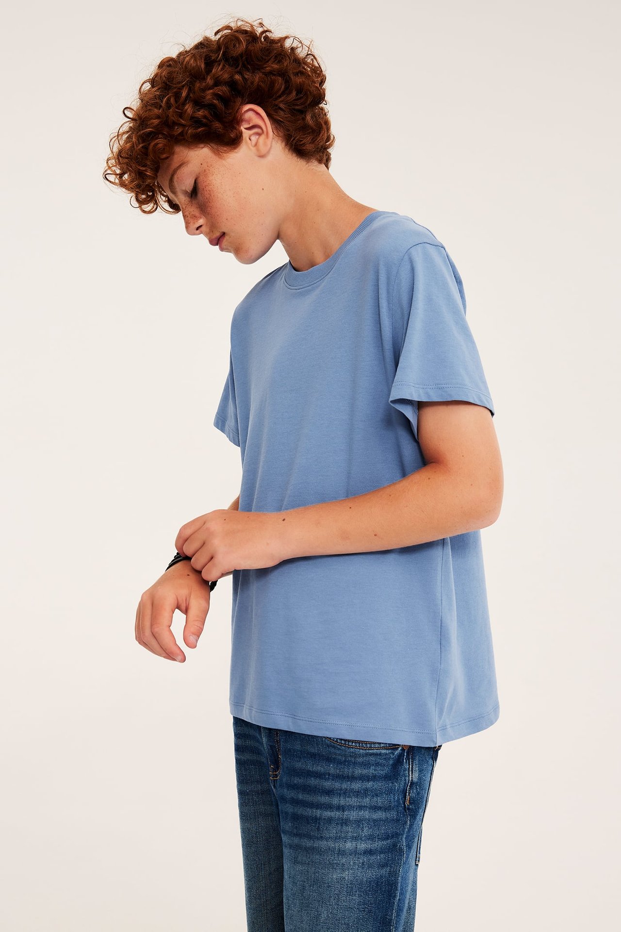 T-shirt i bomullstrikå med kort ärm