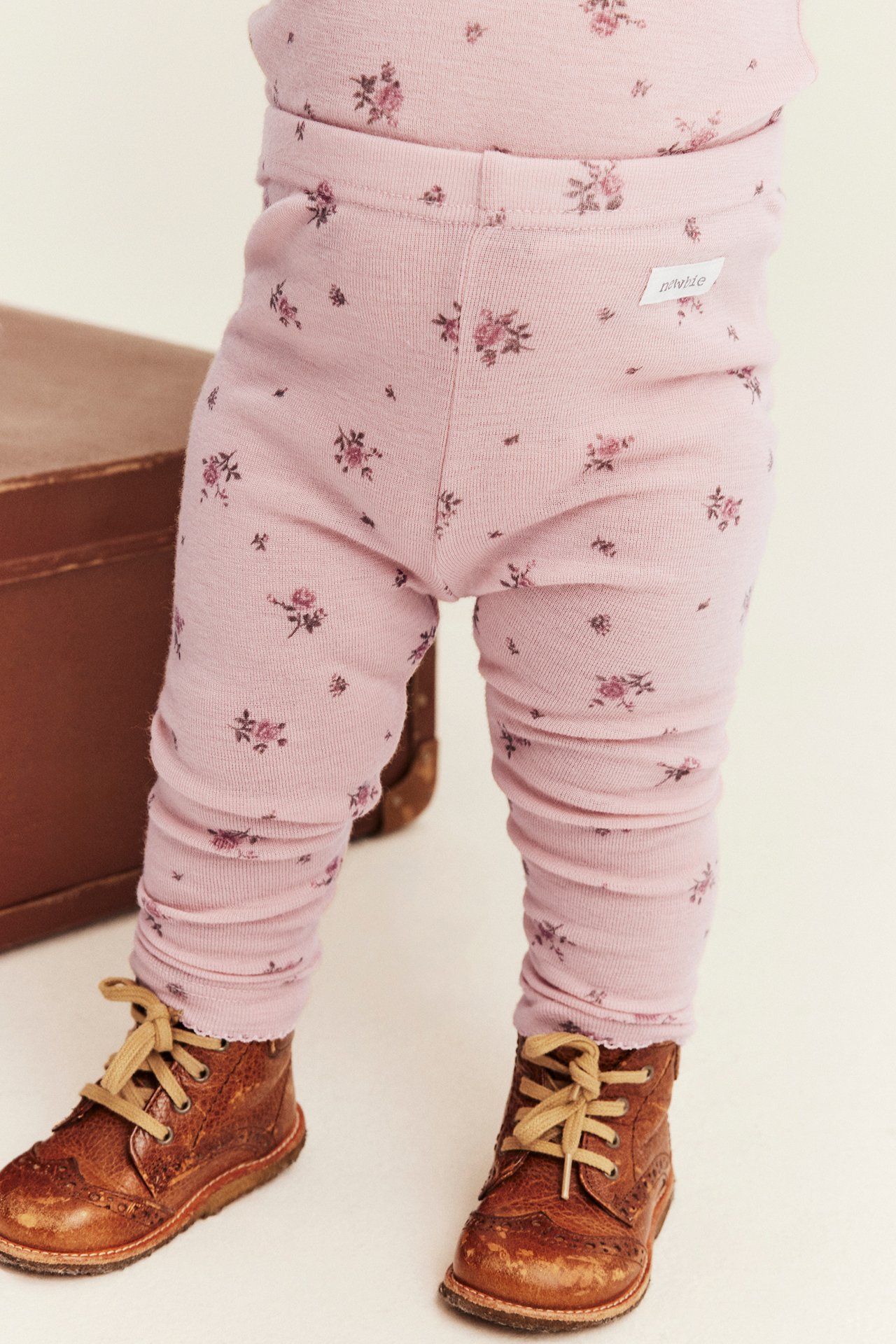 Blommiga leggings i ull - Rosa - 1