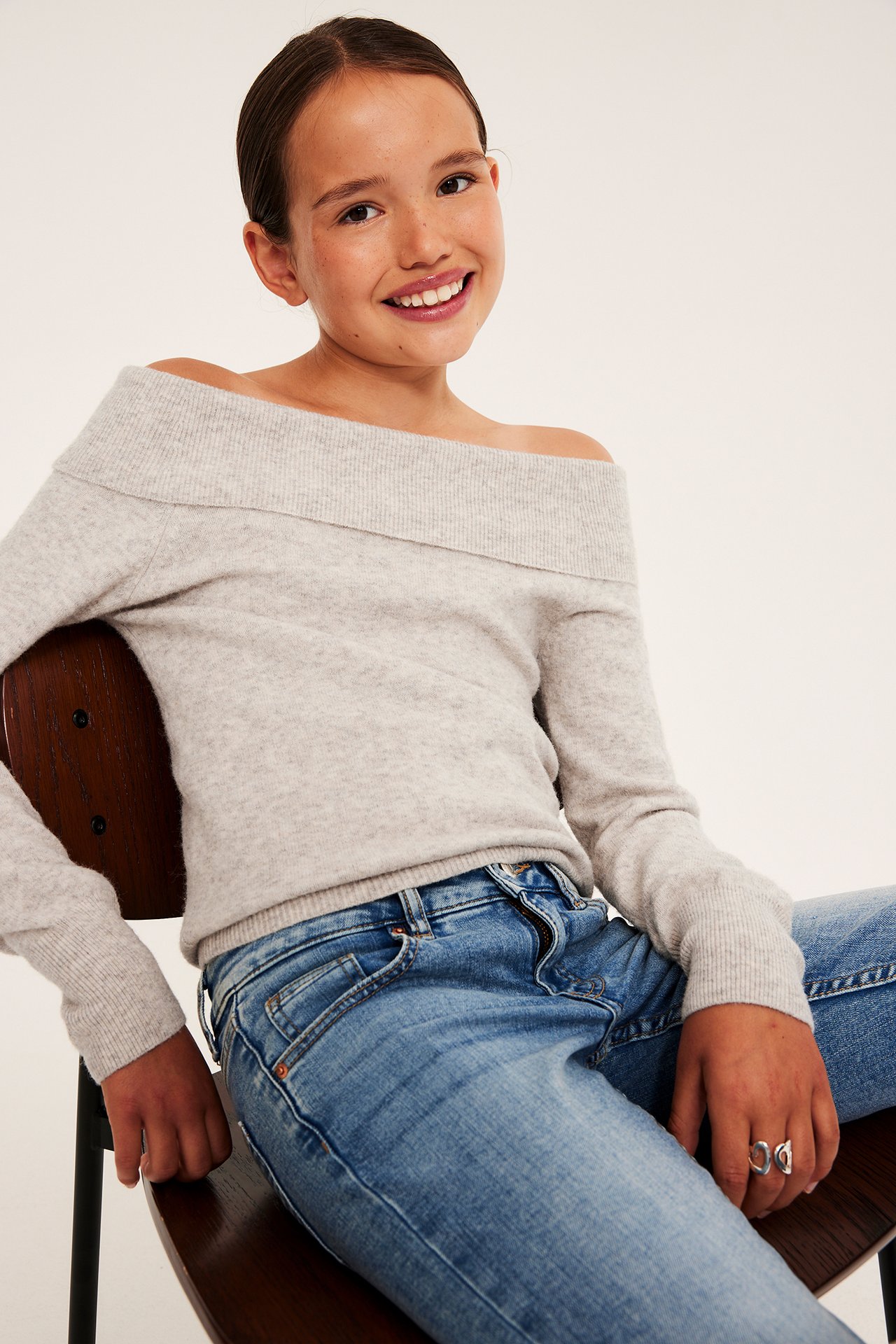 Strikket off shoulder-topp