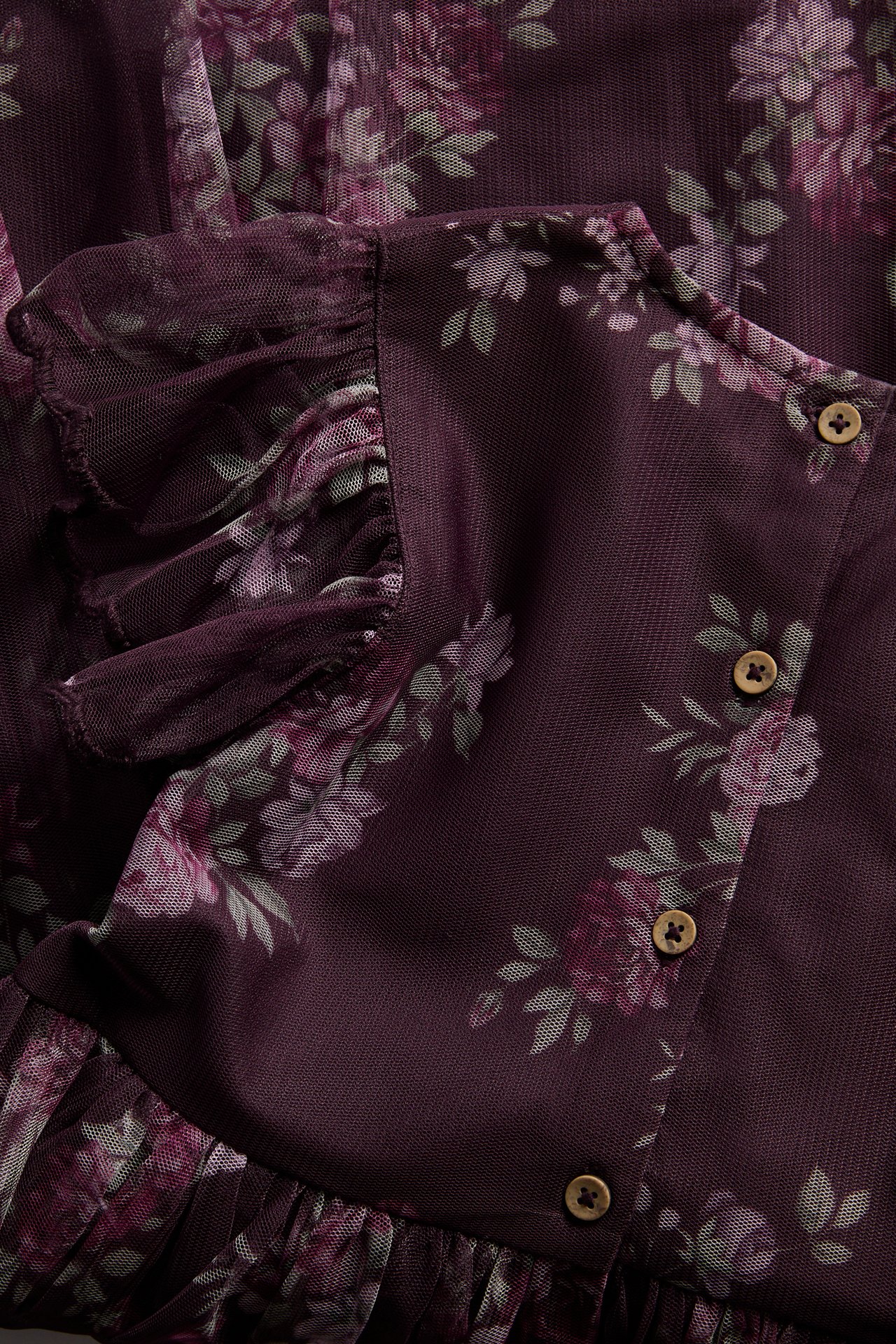 Kukkakuvioinen verkkokangasmekko - Violetti - 3