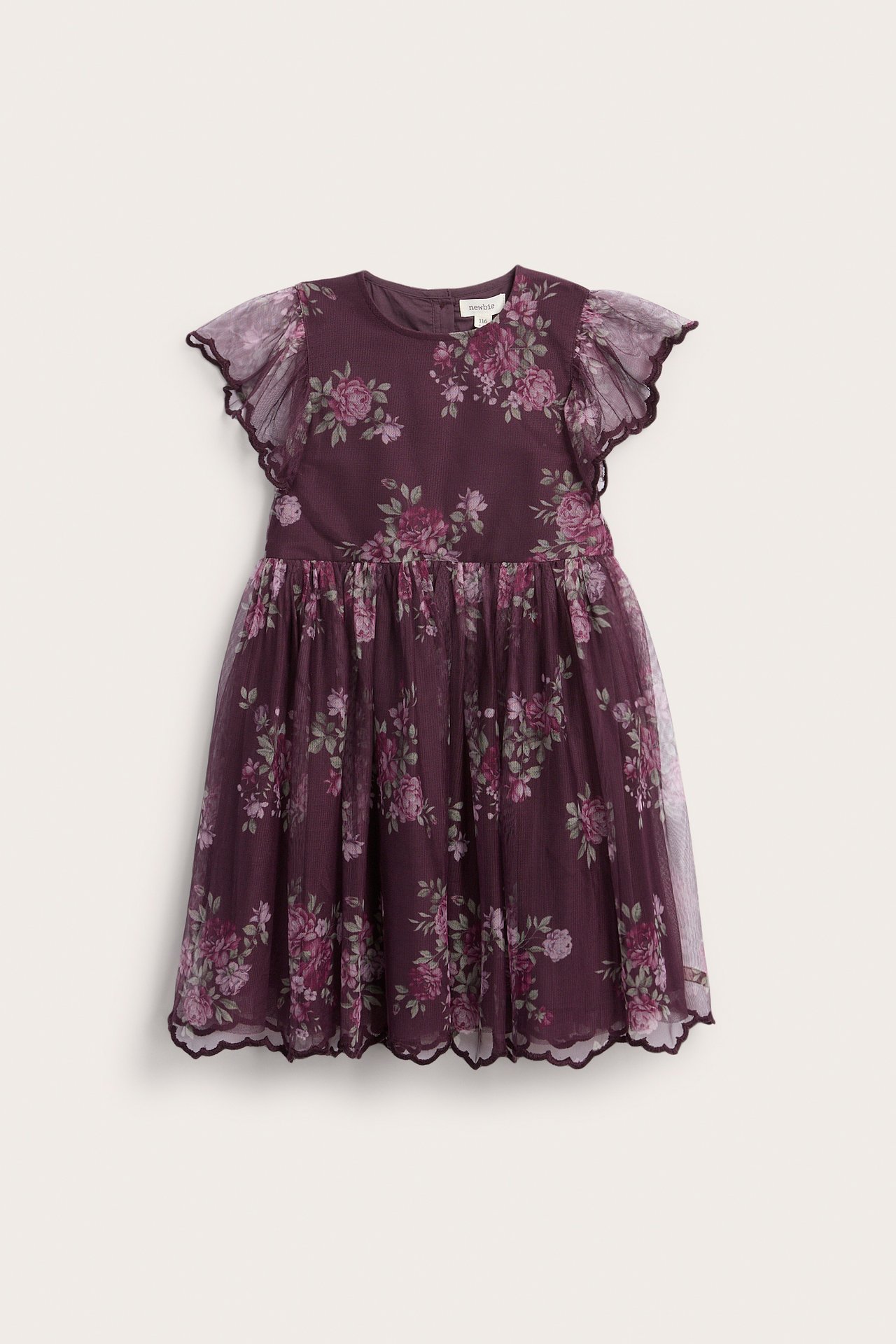 Kukkakuvioinen verkkokangasmekko - Violetti - 2