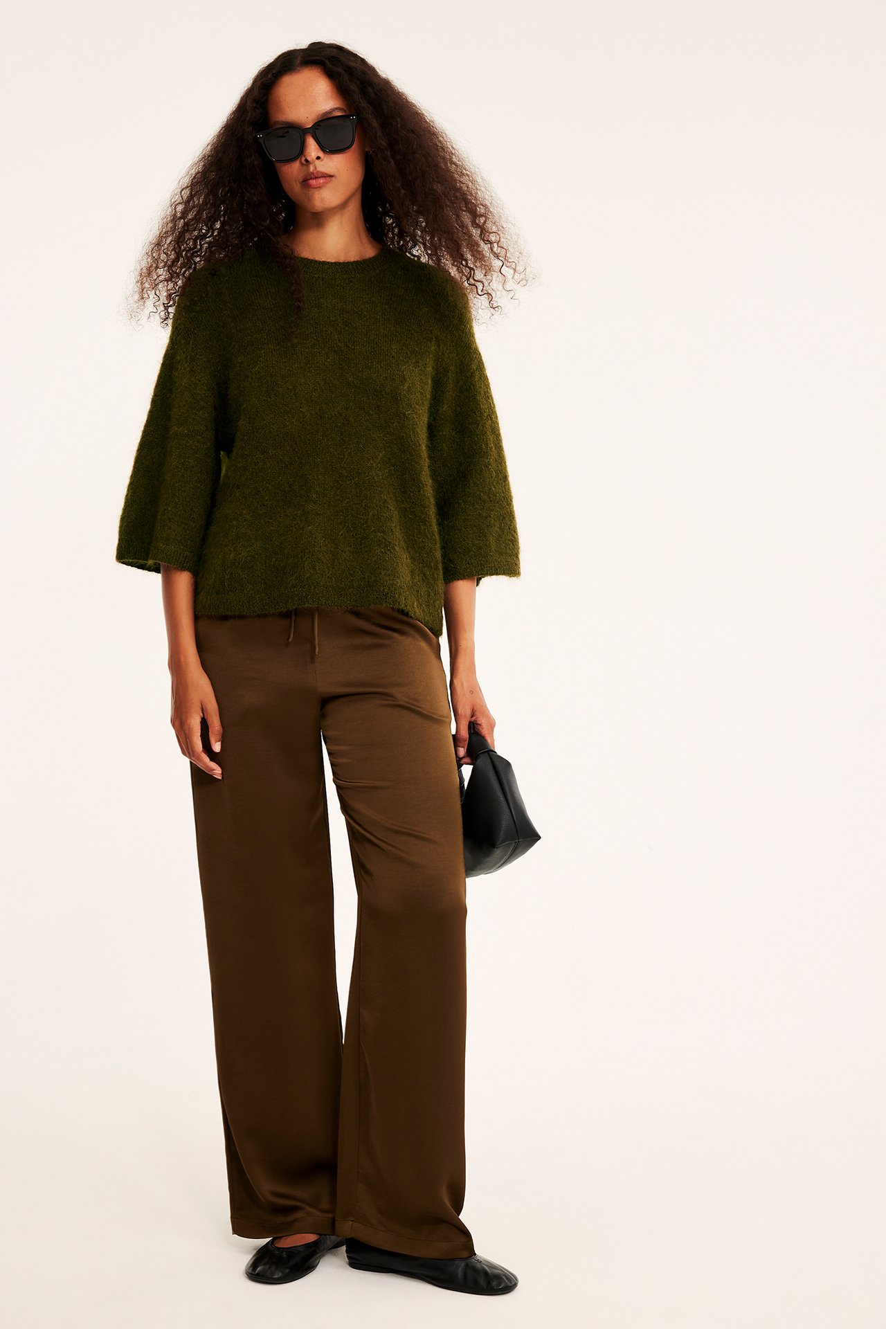 Strikket topp i en blanding av mohair og ull