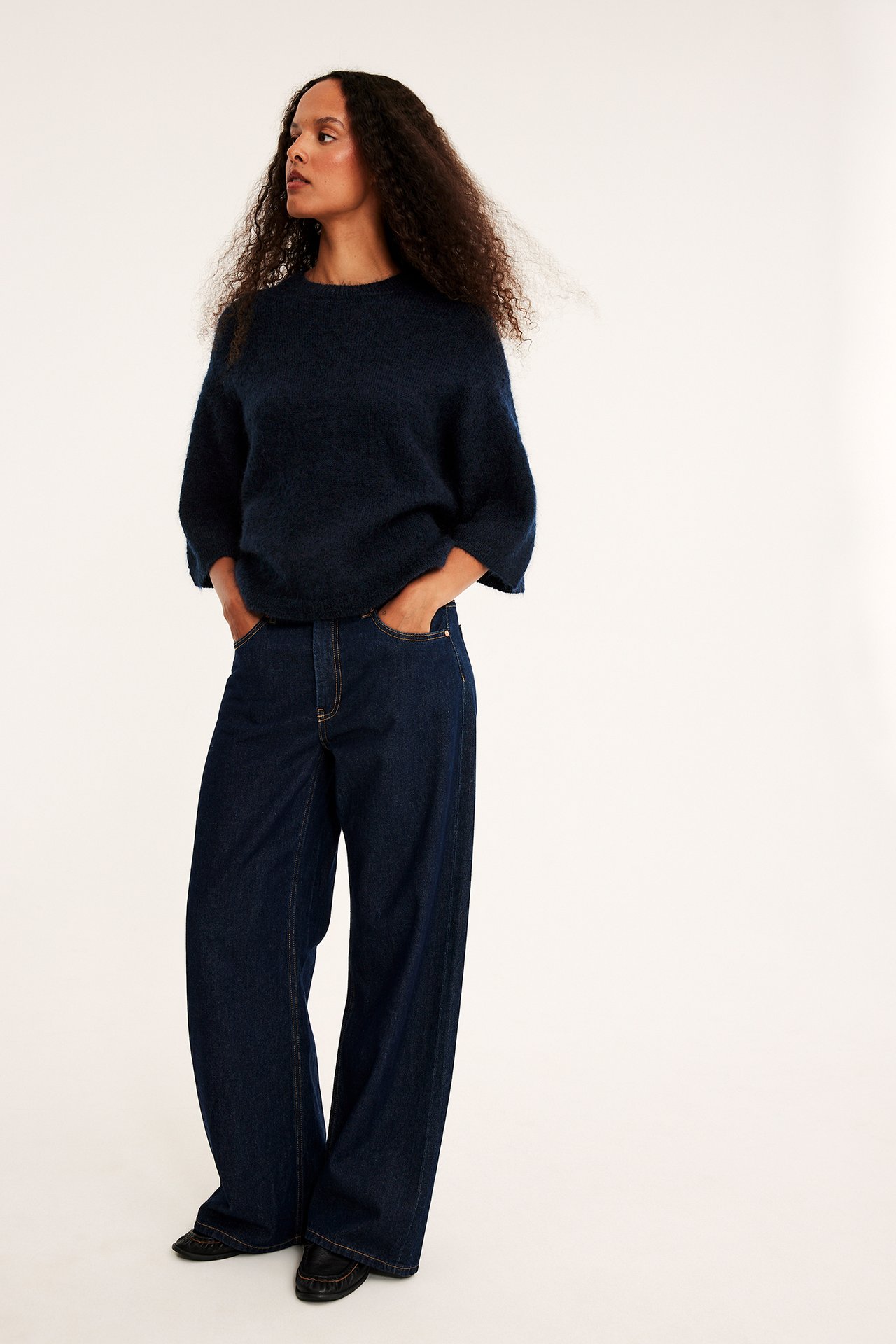 Strikket topp i en blanding av mohair og ull