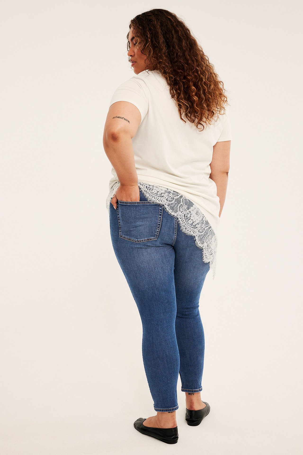 Korkeavyötäröiset jeggingsit - Denim - 5