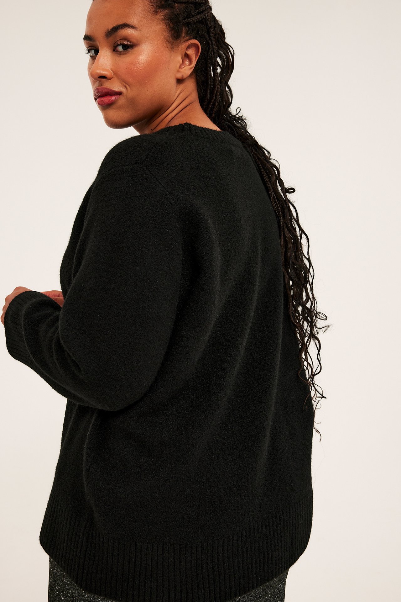 Stickad tröja - Svart - 180cm / Storlek: XL - 5