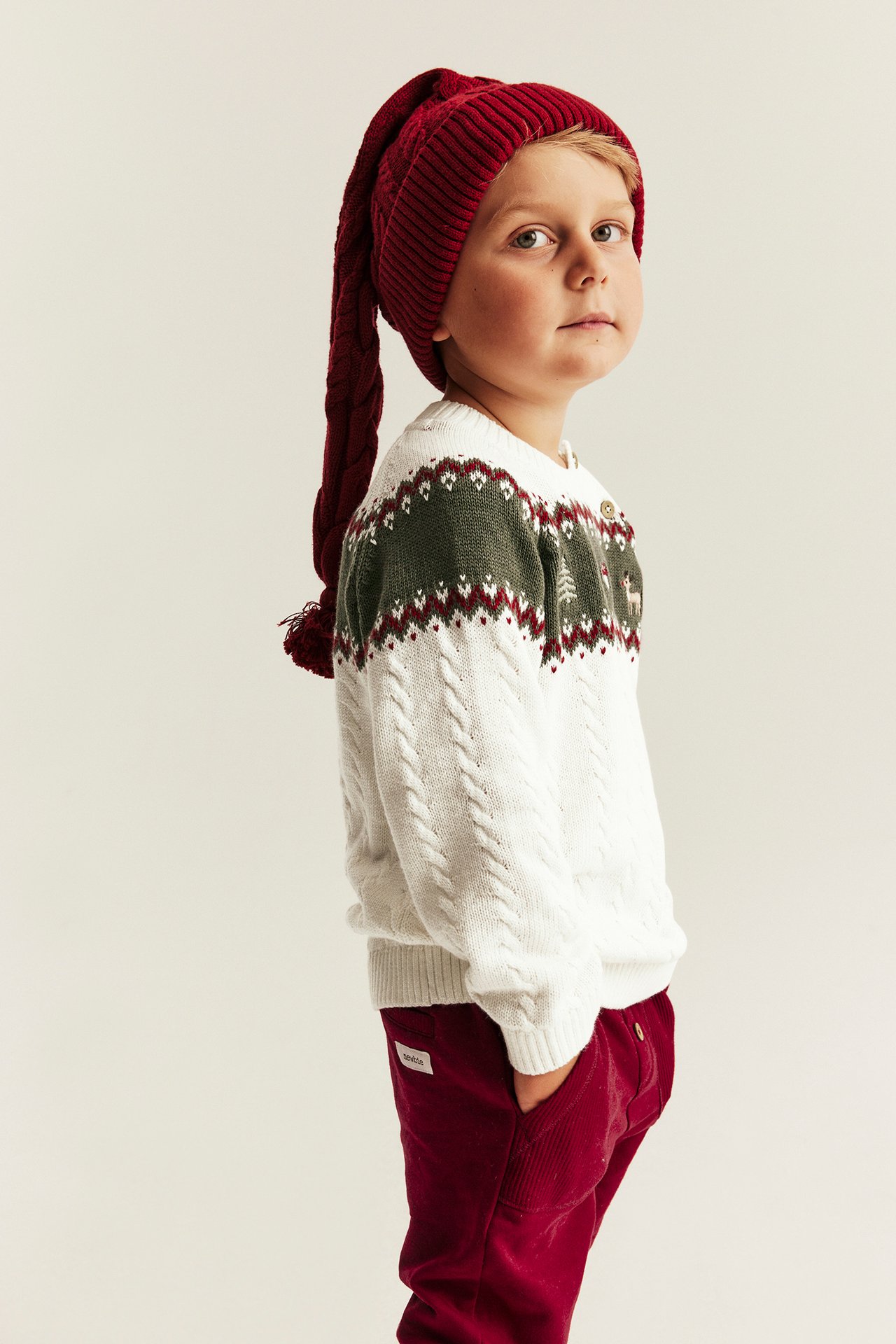 Strikket julegenser med broderi - Offwhite - 8