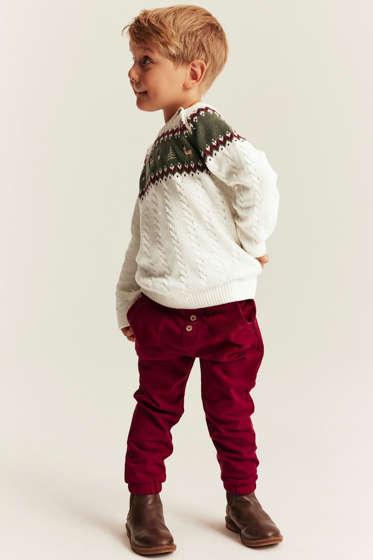 Strikket julegenser med broderi - Offwhite - 4