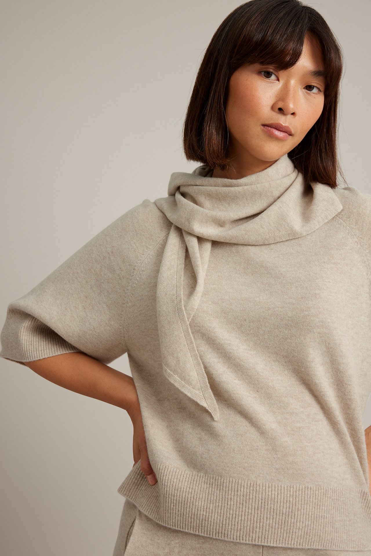 Villapusero, jossa on raglanhihat - Meleerattu beige - 4