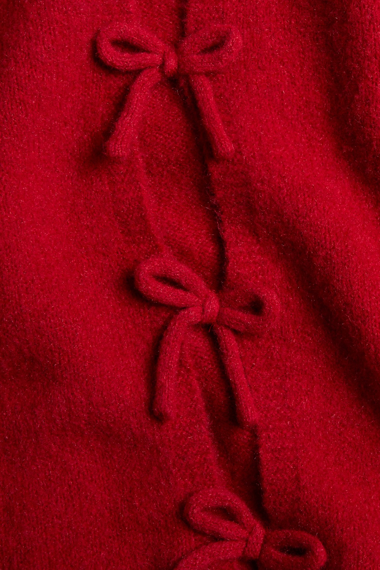 Neulottu pusero ruseteilla - Punainen - 5