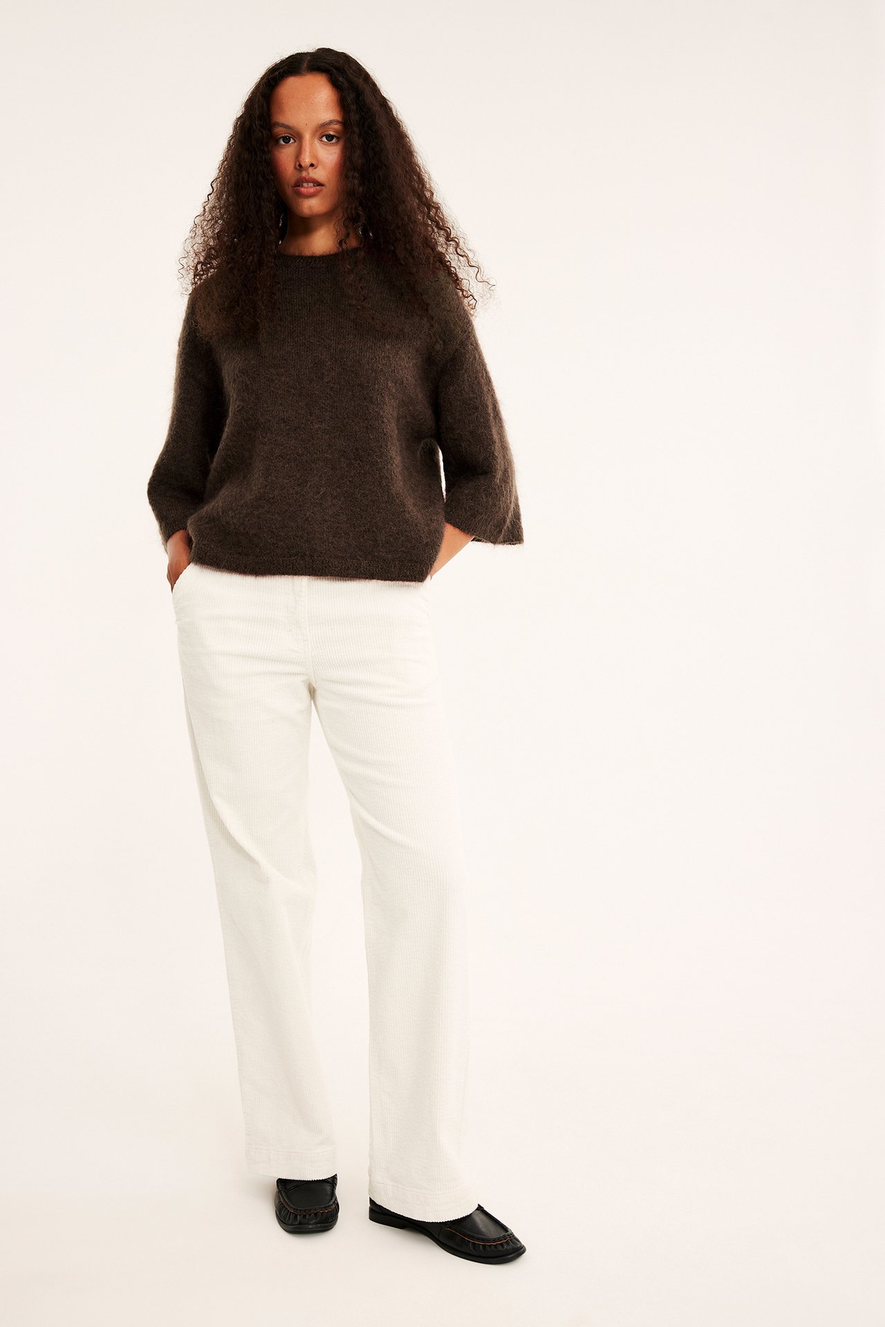 Strikket topp i en blanding av mohair og ull