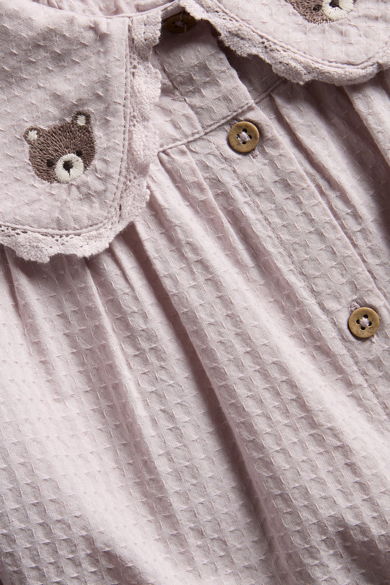 Bluse med spetskrage - Lyselilla - 6