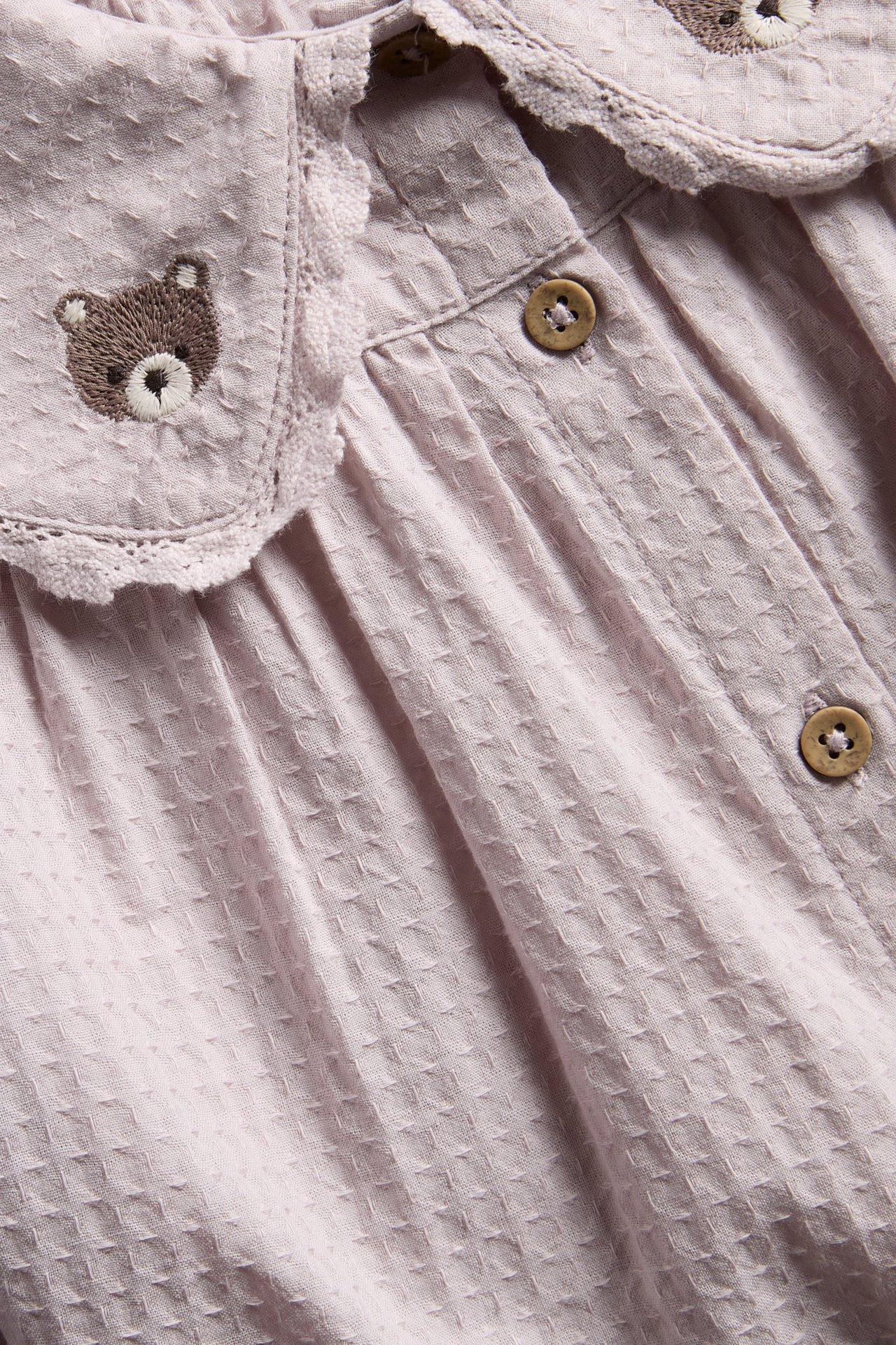 Bluse med spetskrage - Lyselilla - 6