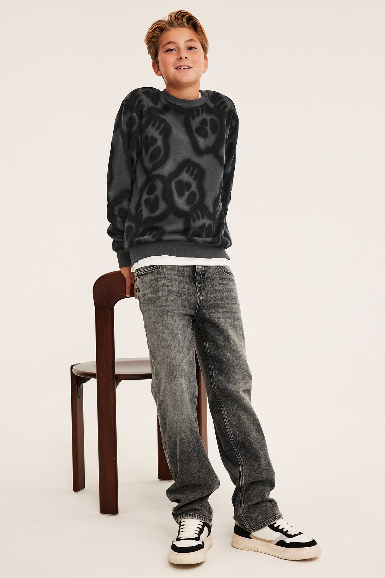 Långärmad mönstrad sweatshirt