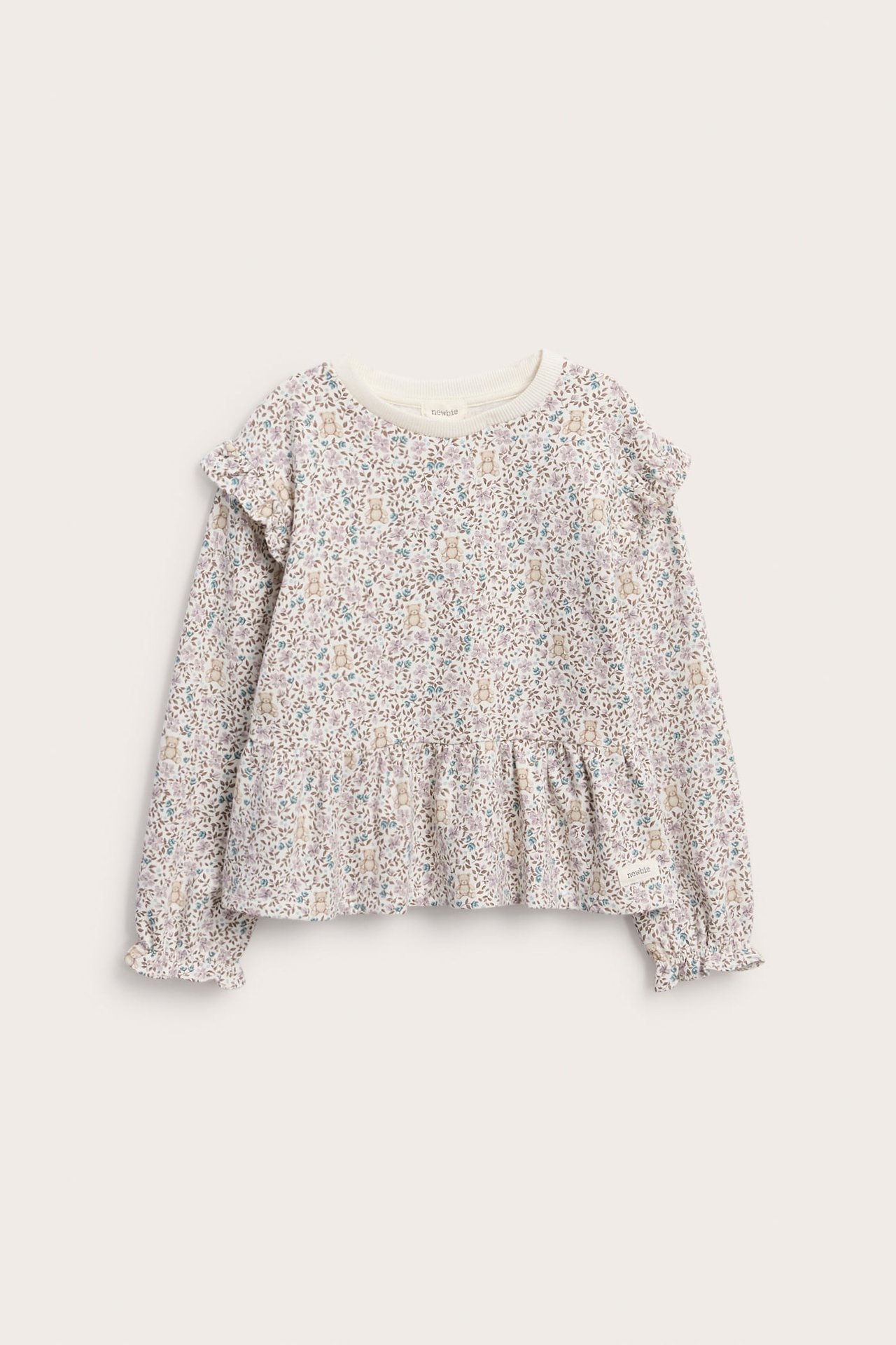 Blommig sweatshirt med volanger