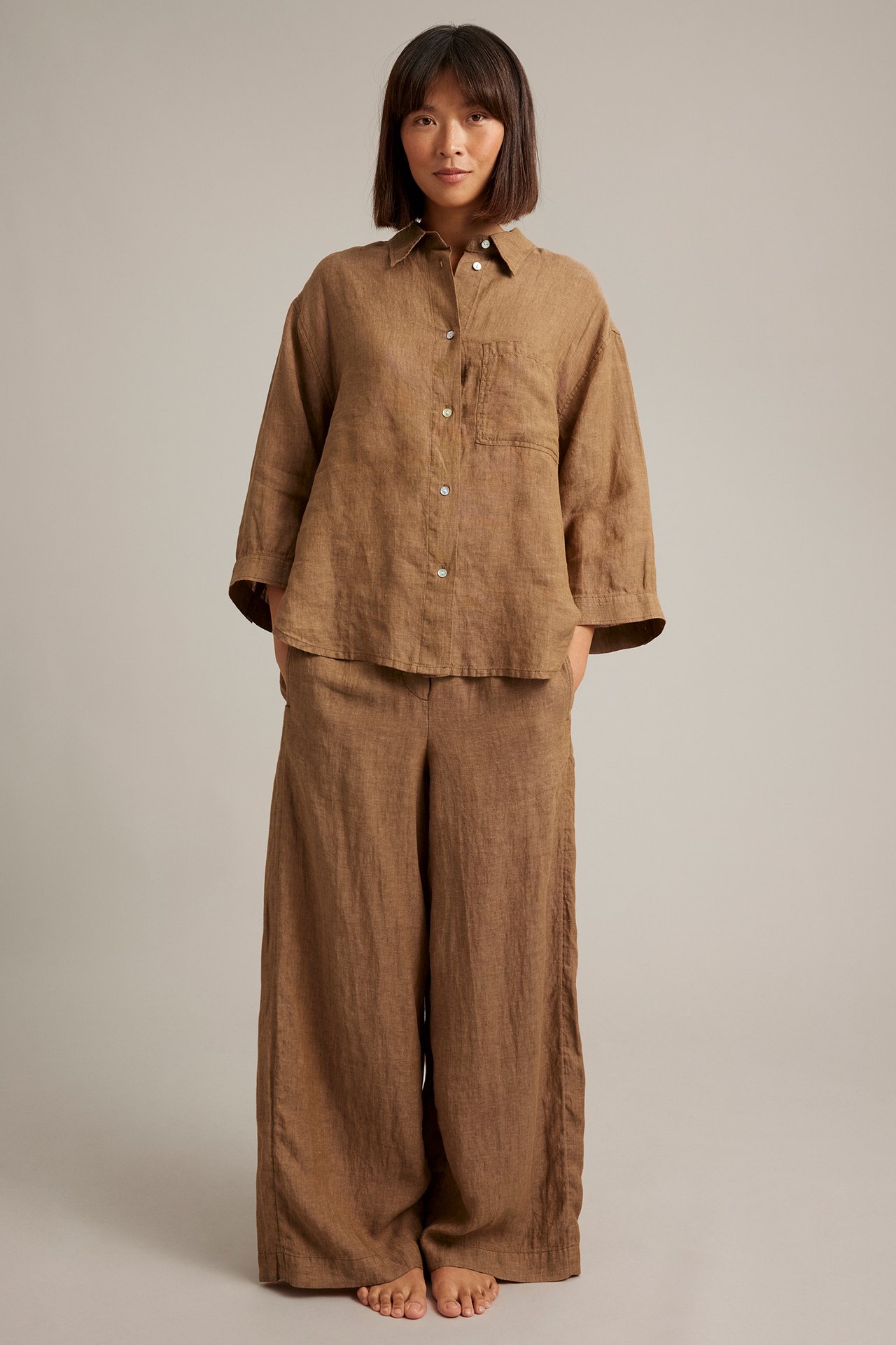 Pyjamasbukse i lin