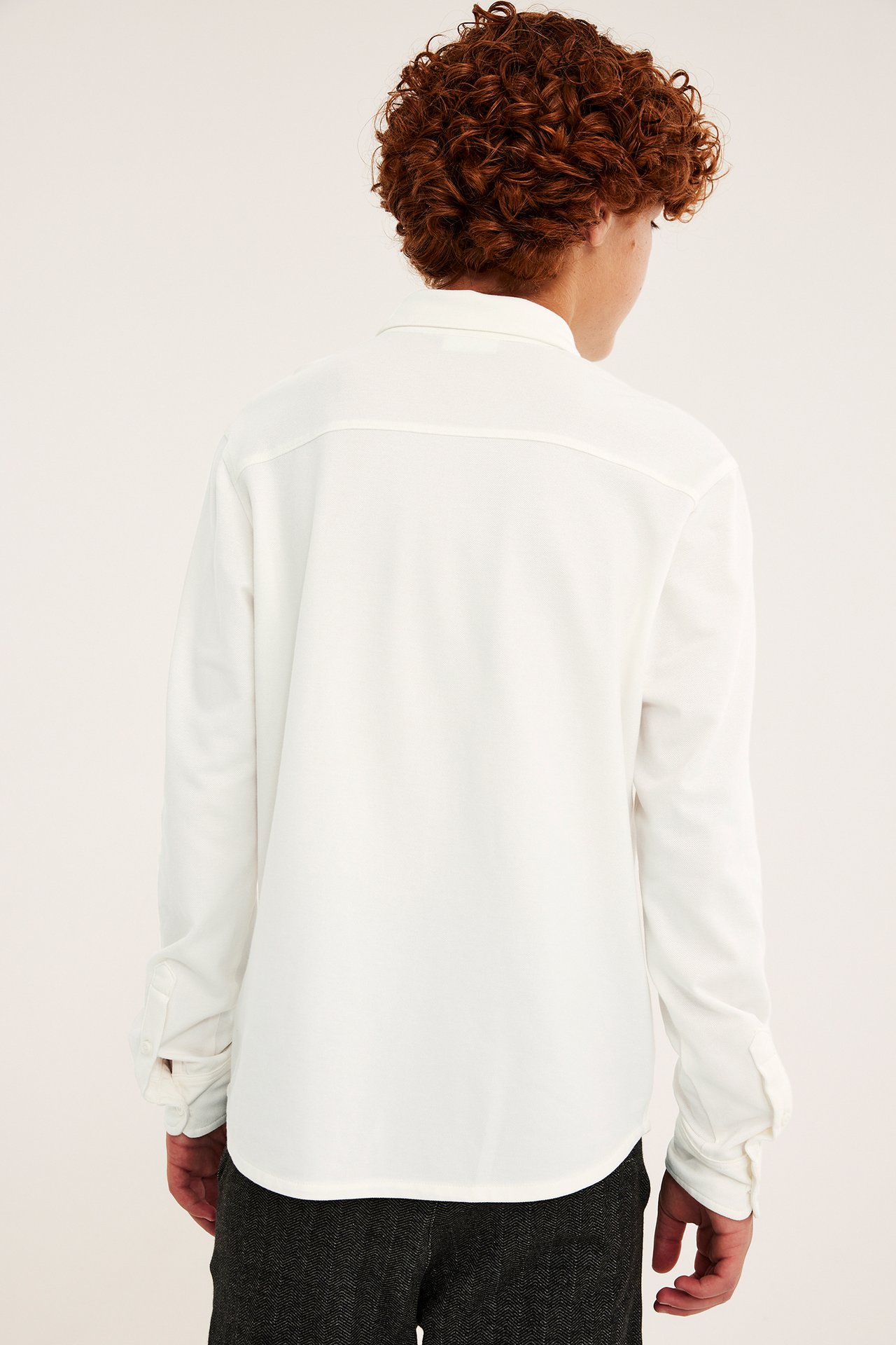 Koszula z dżerseju, z kołnierzykiem na guziki - Offwhite - 4