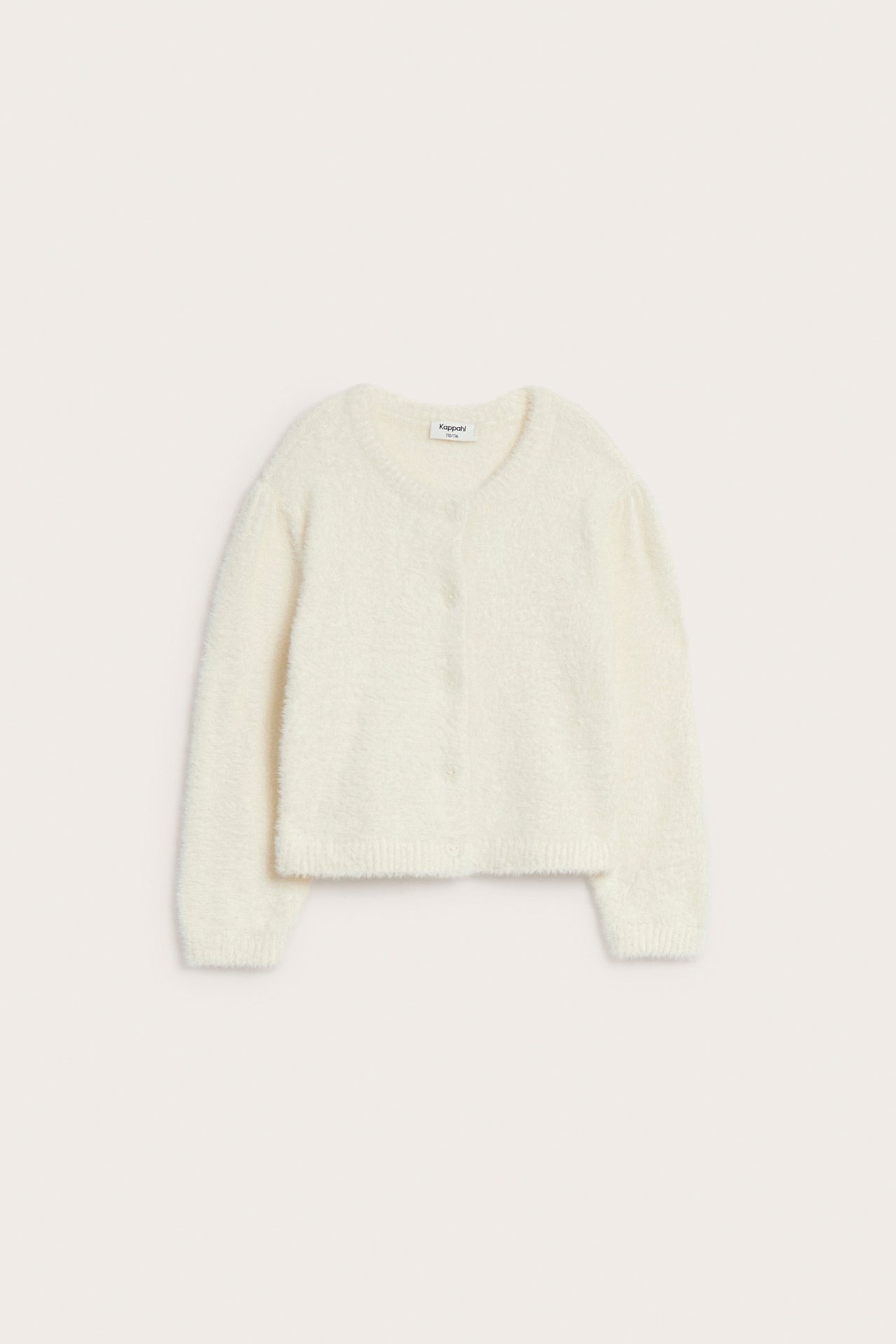 Neuletakki feather yarn -langasta ja sydännapeilla