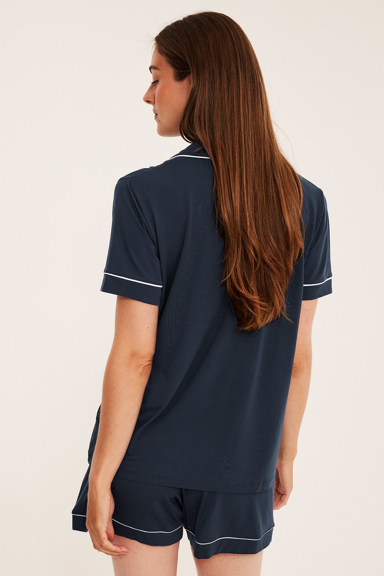 Lyocell-pyjamasetti - Tummansininen - 5