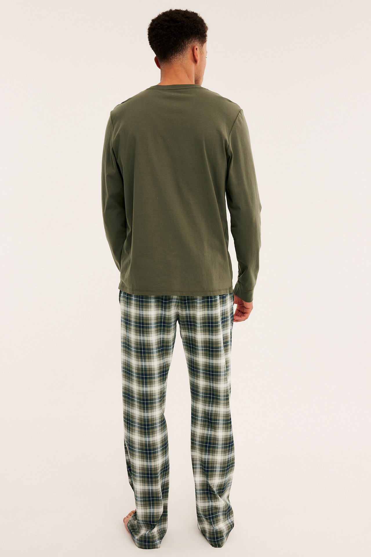 Puuvillatrikoota oleva pyjamasetti - Khakinvihreä - 4